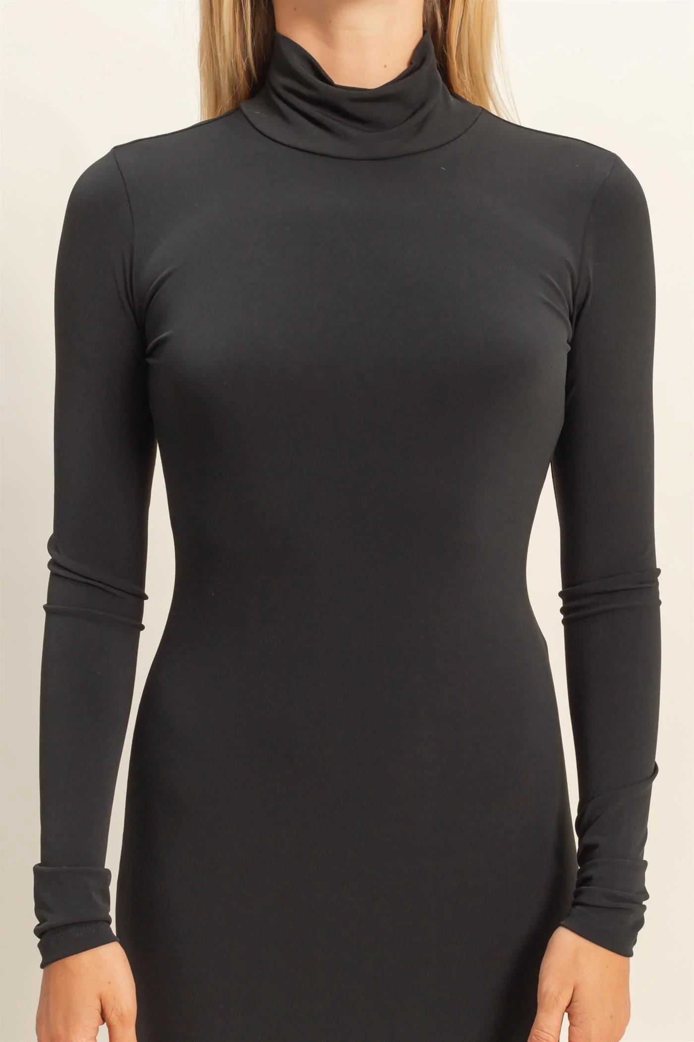 Black Turtleneck Long Sleeve Maxi Dress - Image 5