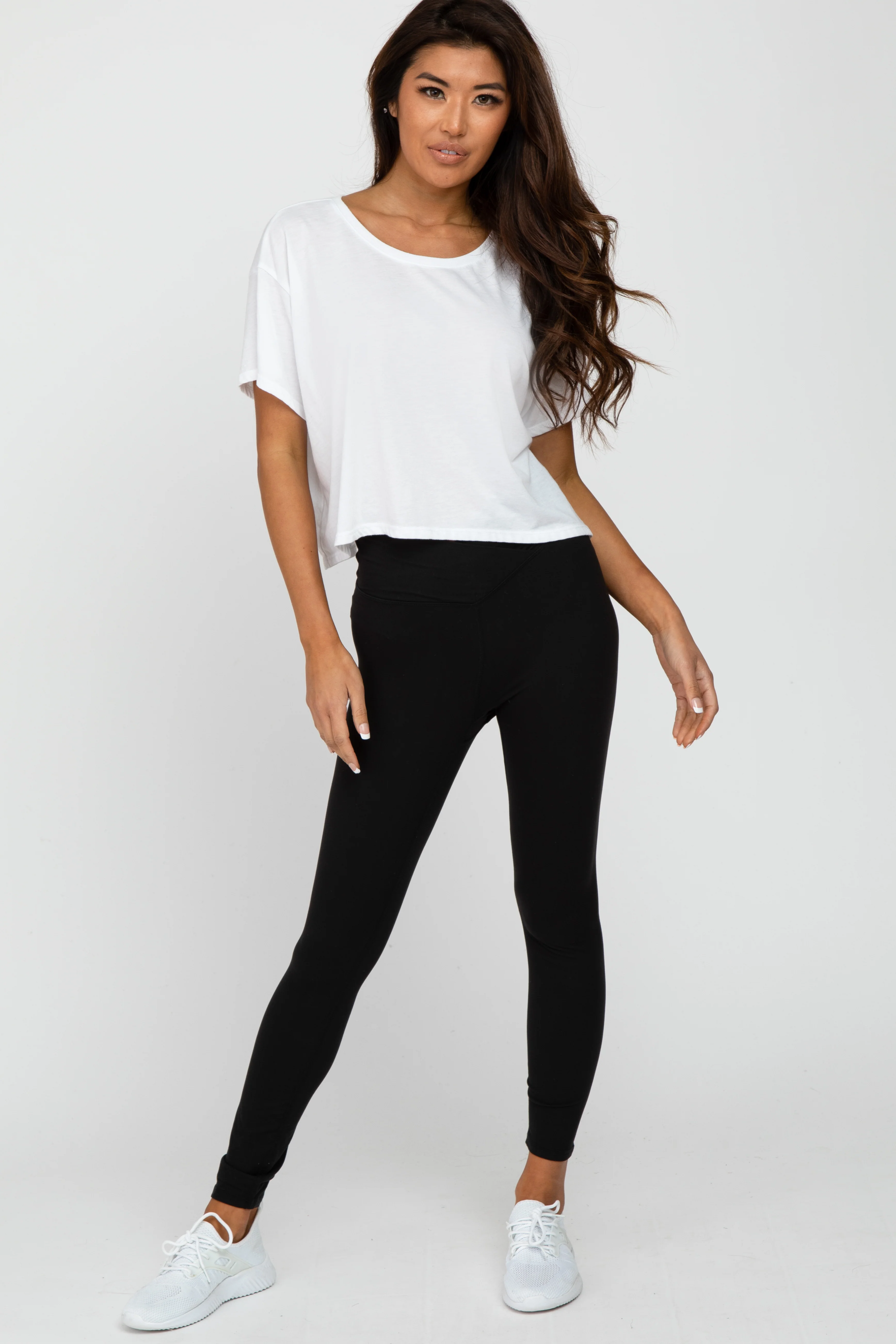 Black V-Waist Maternity Leggings - Image 5