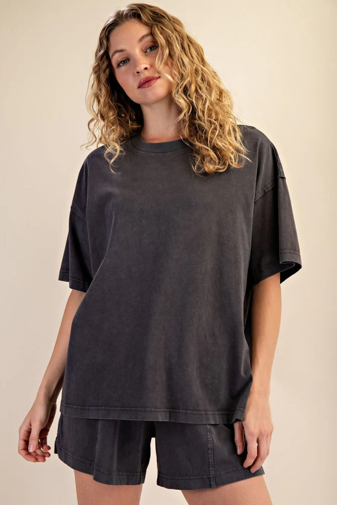 Black Washed Oversized Boxy Maternity Tee - Image 4
