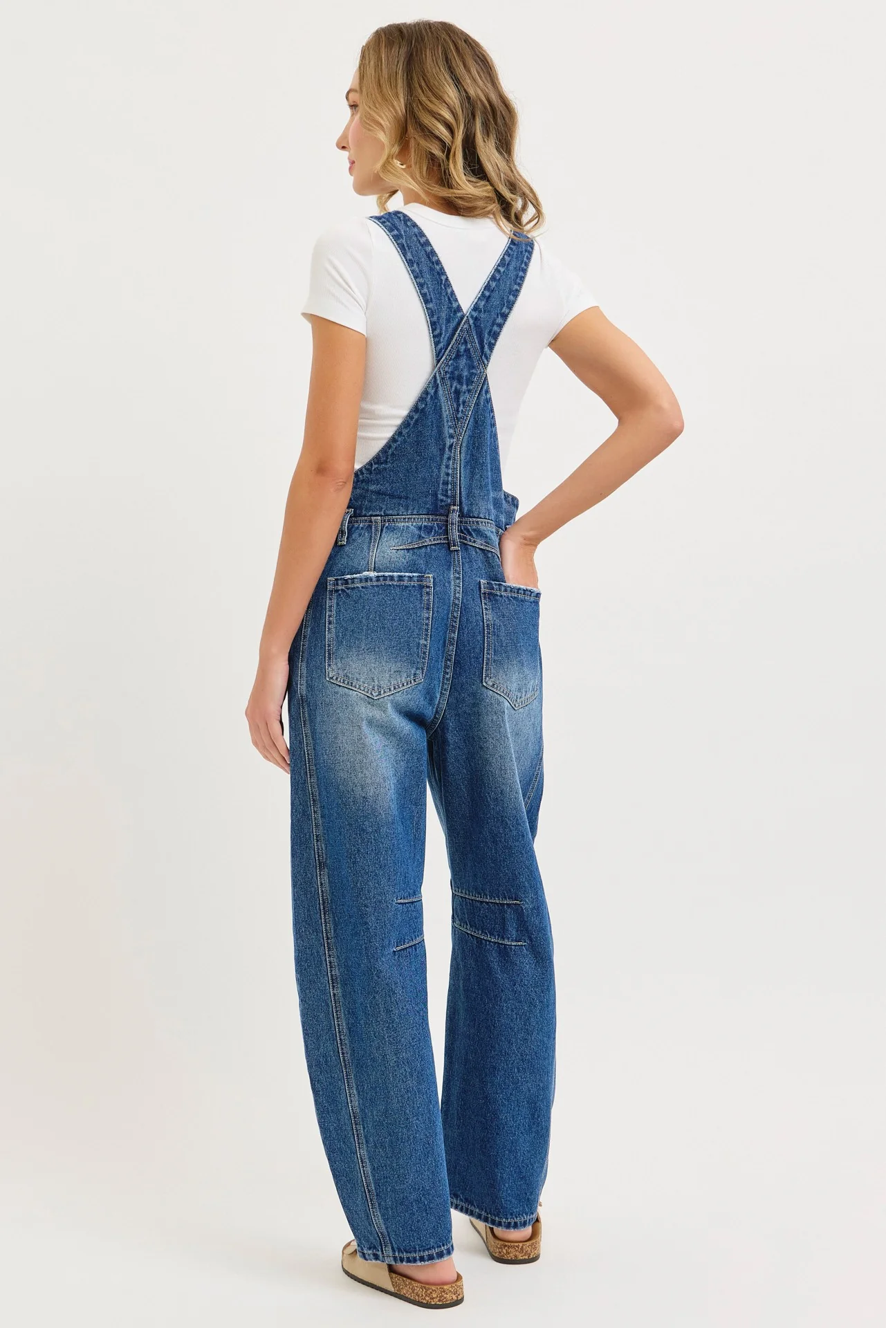 Blue Barrel Leg Denim Overalls - Image 3