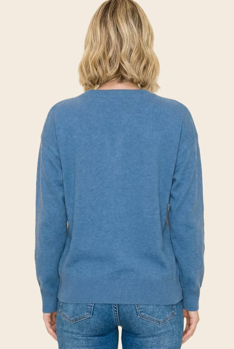 Blue Basic Pullover Sweater - Image 3