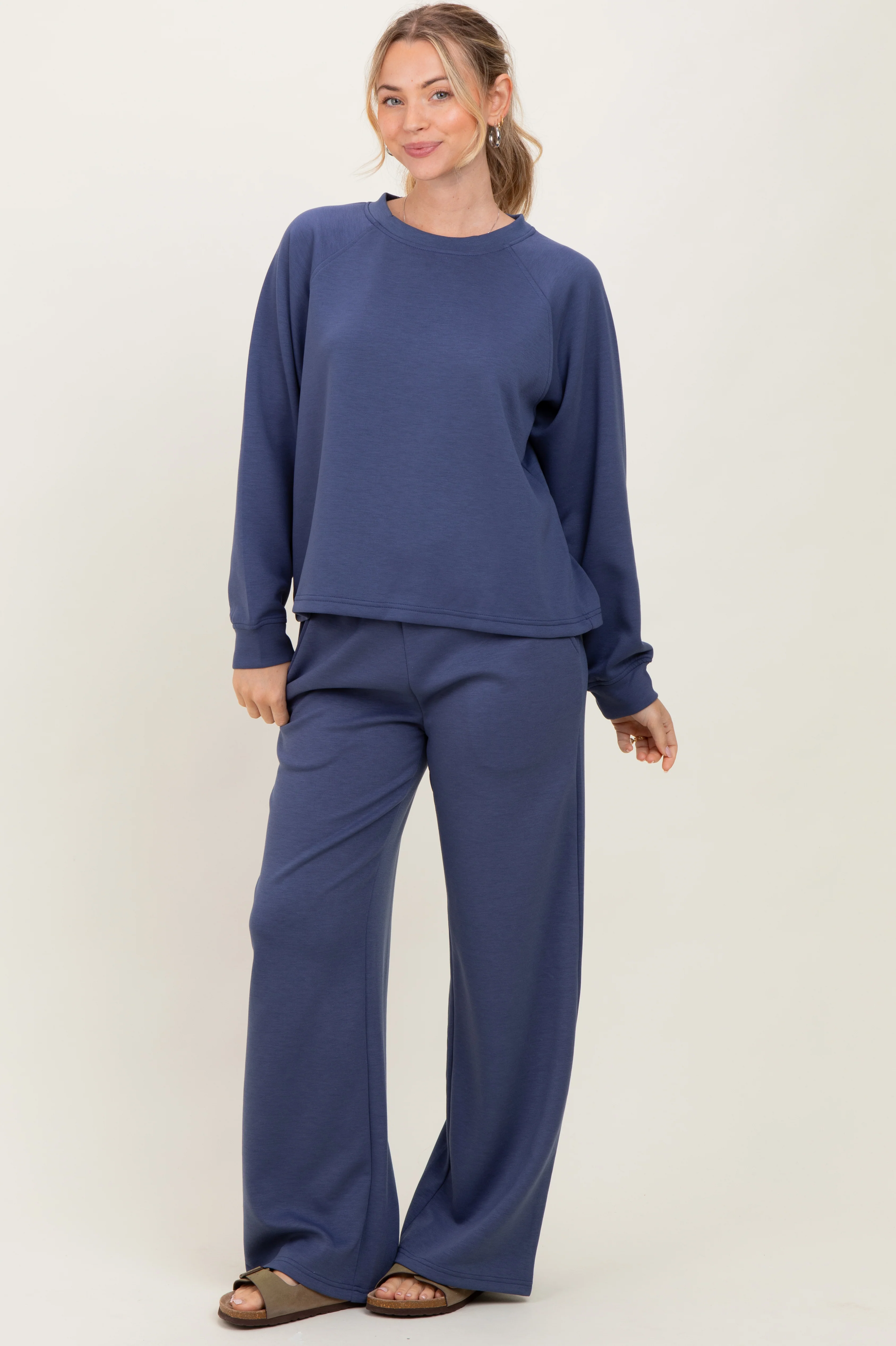 Blue Crewneck Pullover Pant Set - Image 2