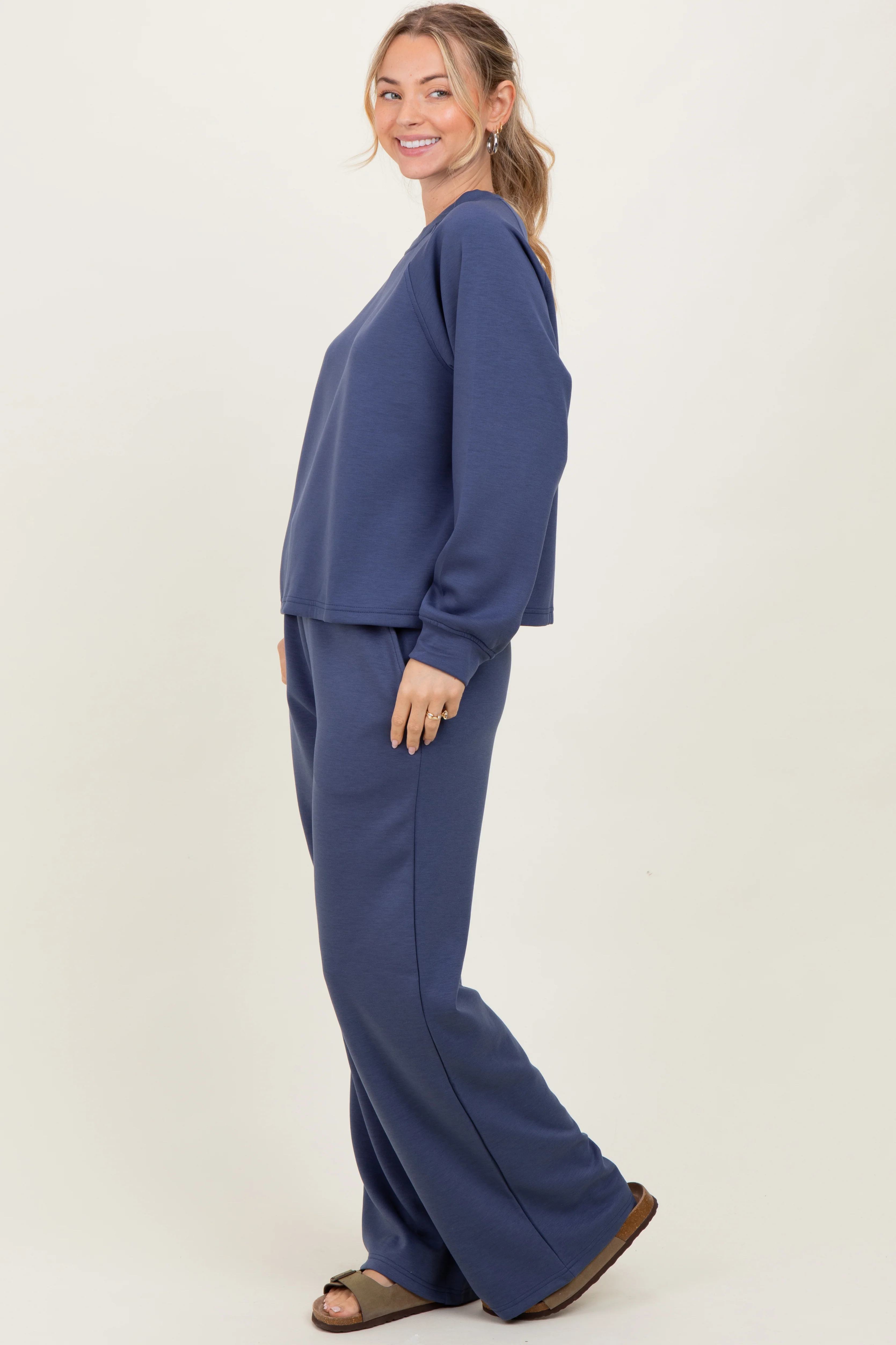 Blue Crewneck Pullover Pant Set - Image 3