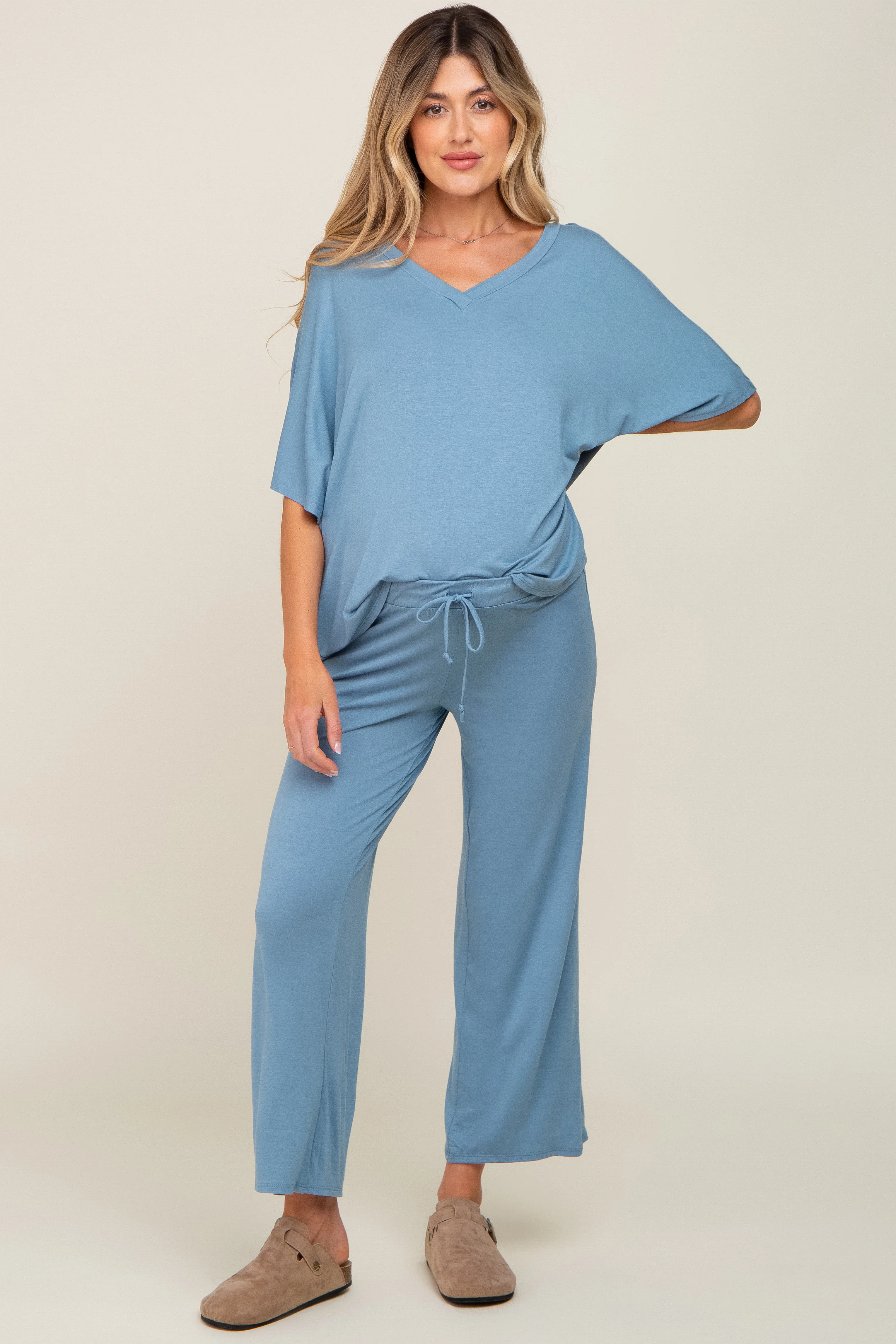 Blue Cropped Pant Maternity Set - Image 4
