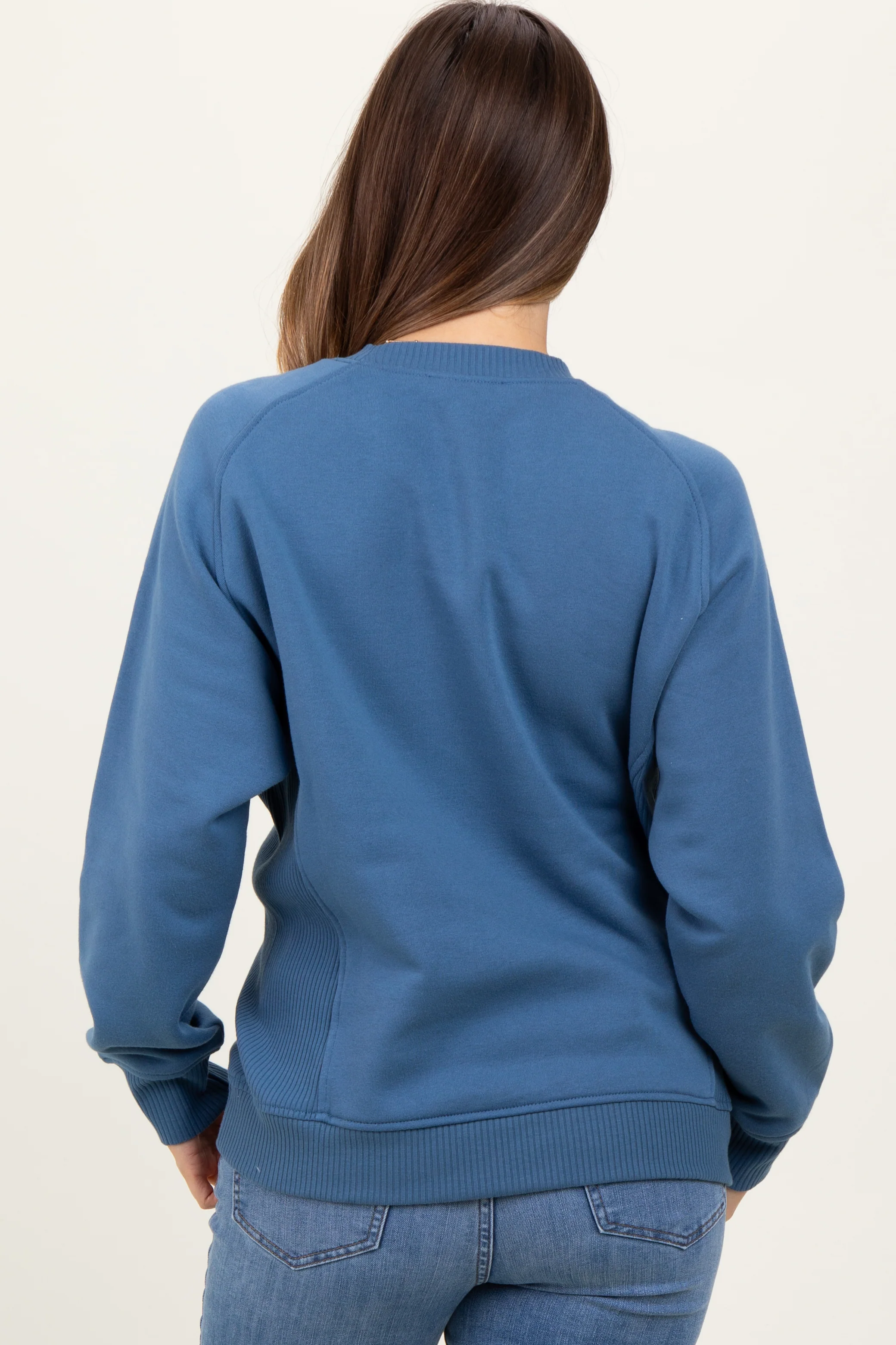 Blue Fleece Maternity Sweatshirt - Image 3
