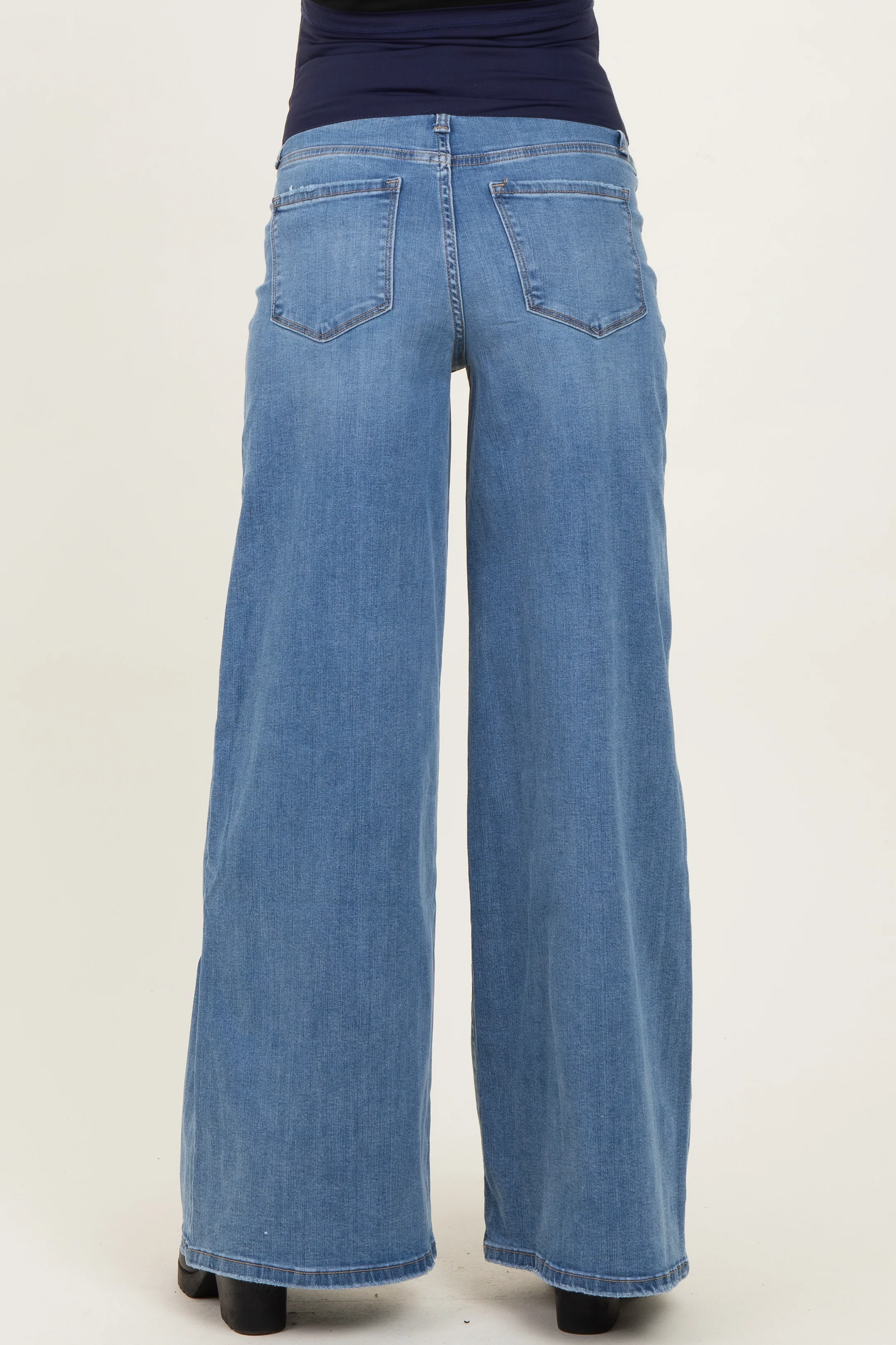 Blue Palazzo Wide Leg Maternity Jeans - Image 5
