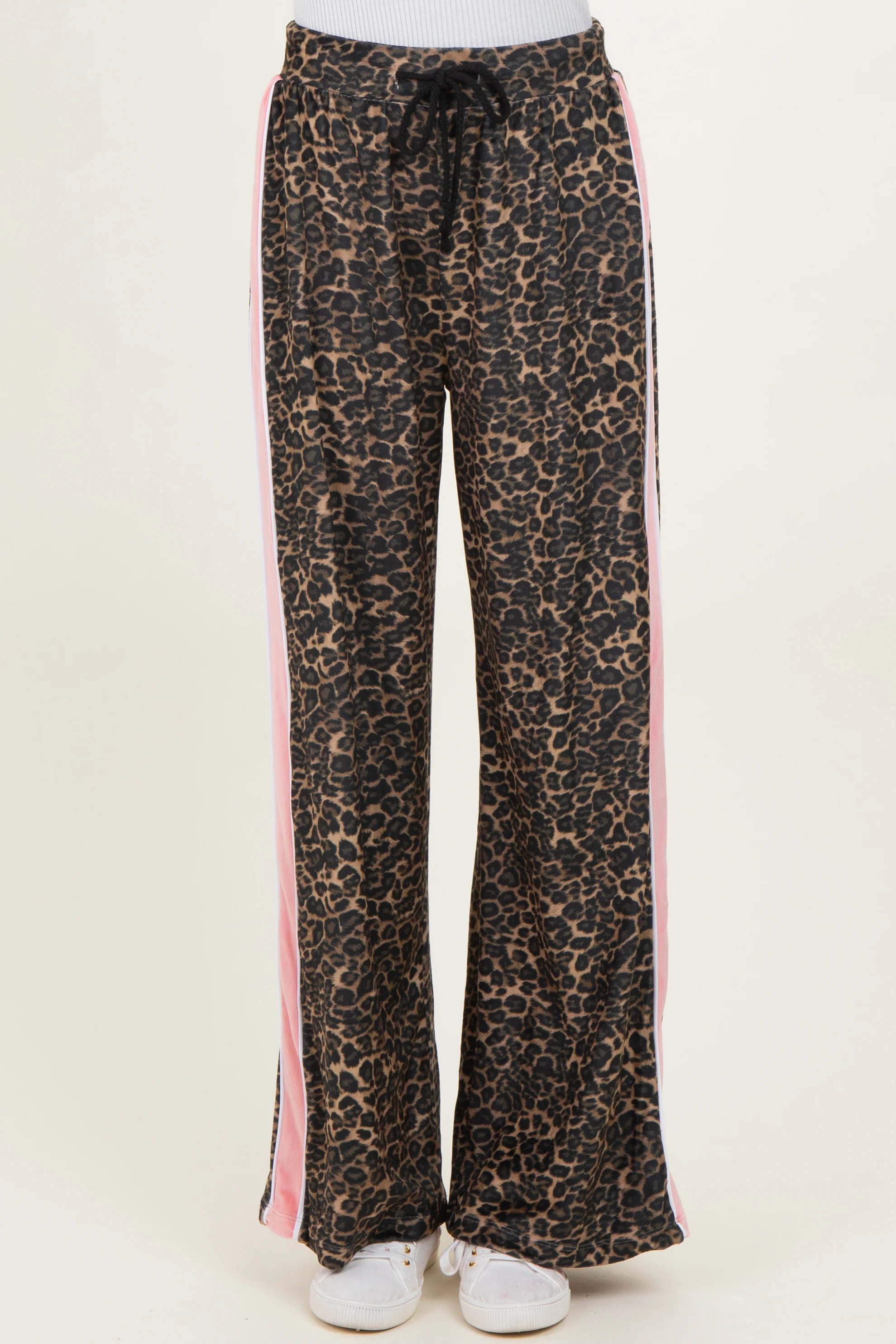 Brown Animal Print Velour Track Pants - Image 3