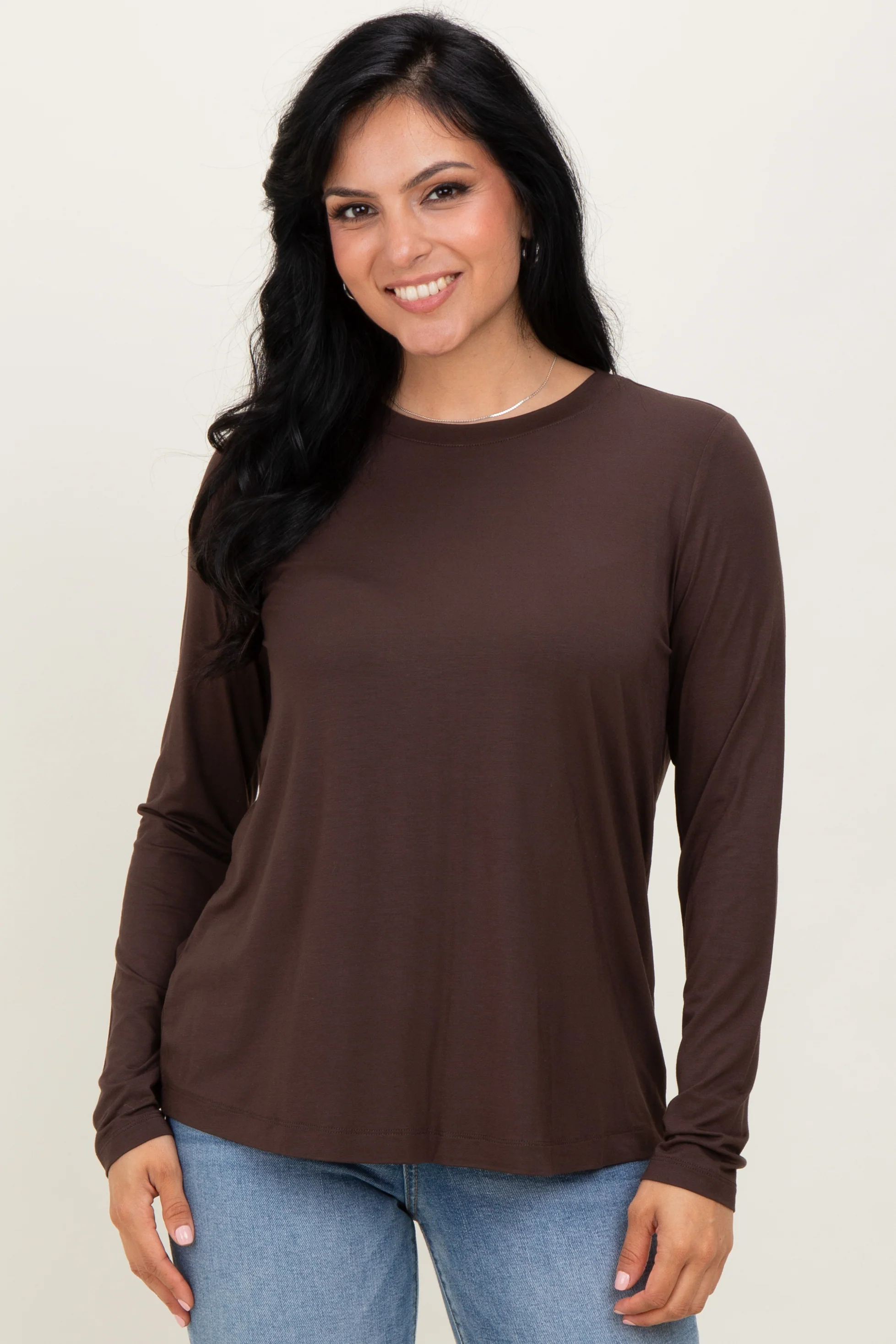 Brown Long Sleeve Maternity Top - Image 5