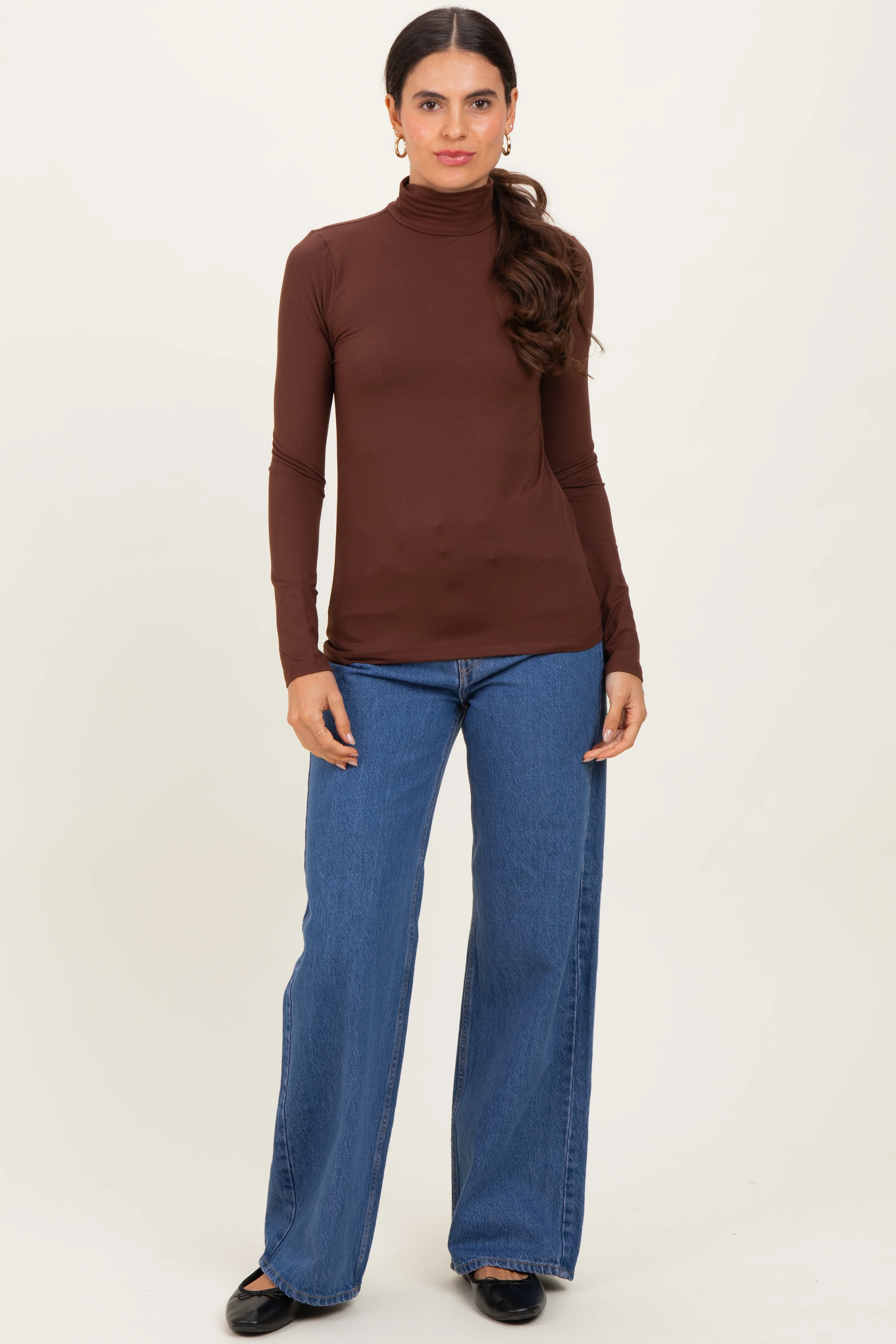 Brown Mock Neck Top - Image 2