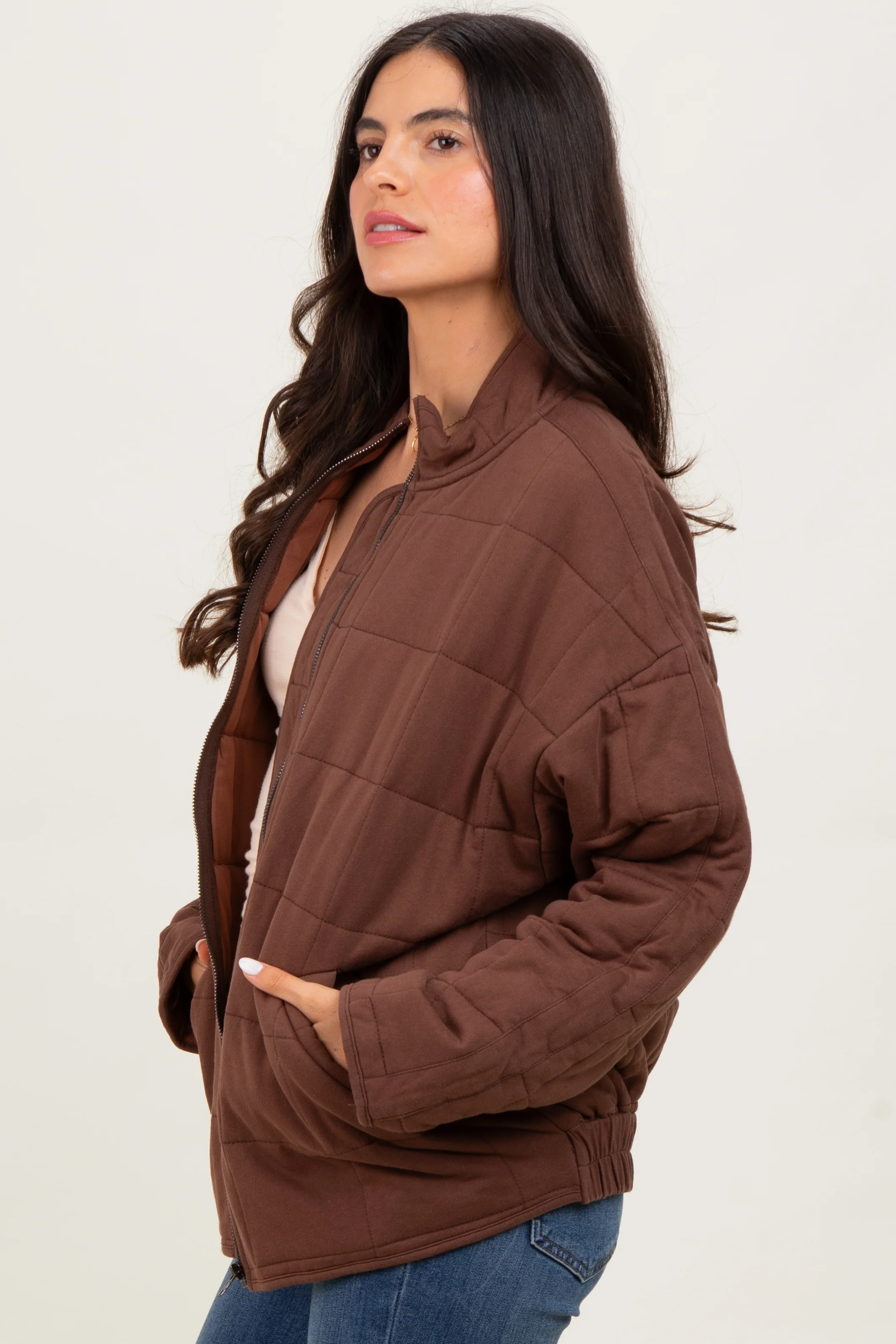 Brown Quilted Oversized Jacket - Image 3