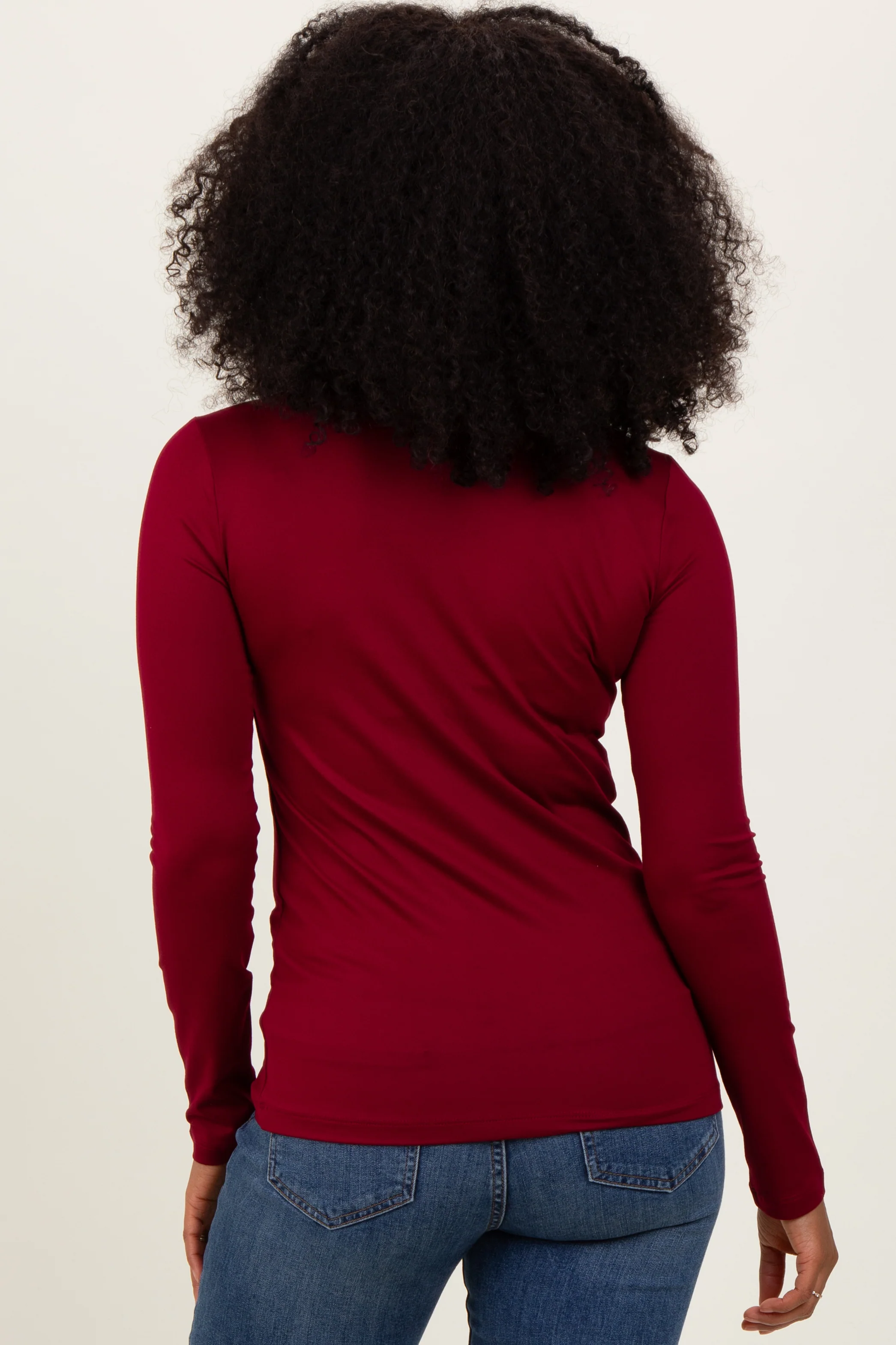 Burgundy Basic Long Sleeve Top - Image 4