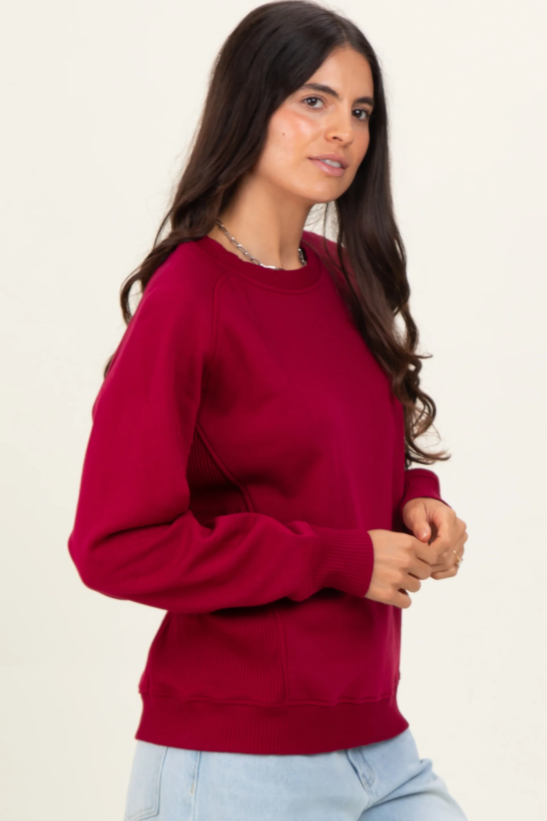 Burgundy Fleece Sweatshirt - Image 3