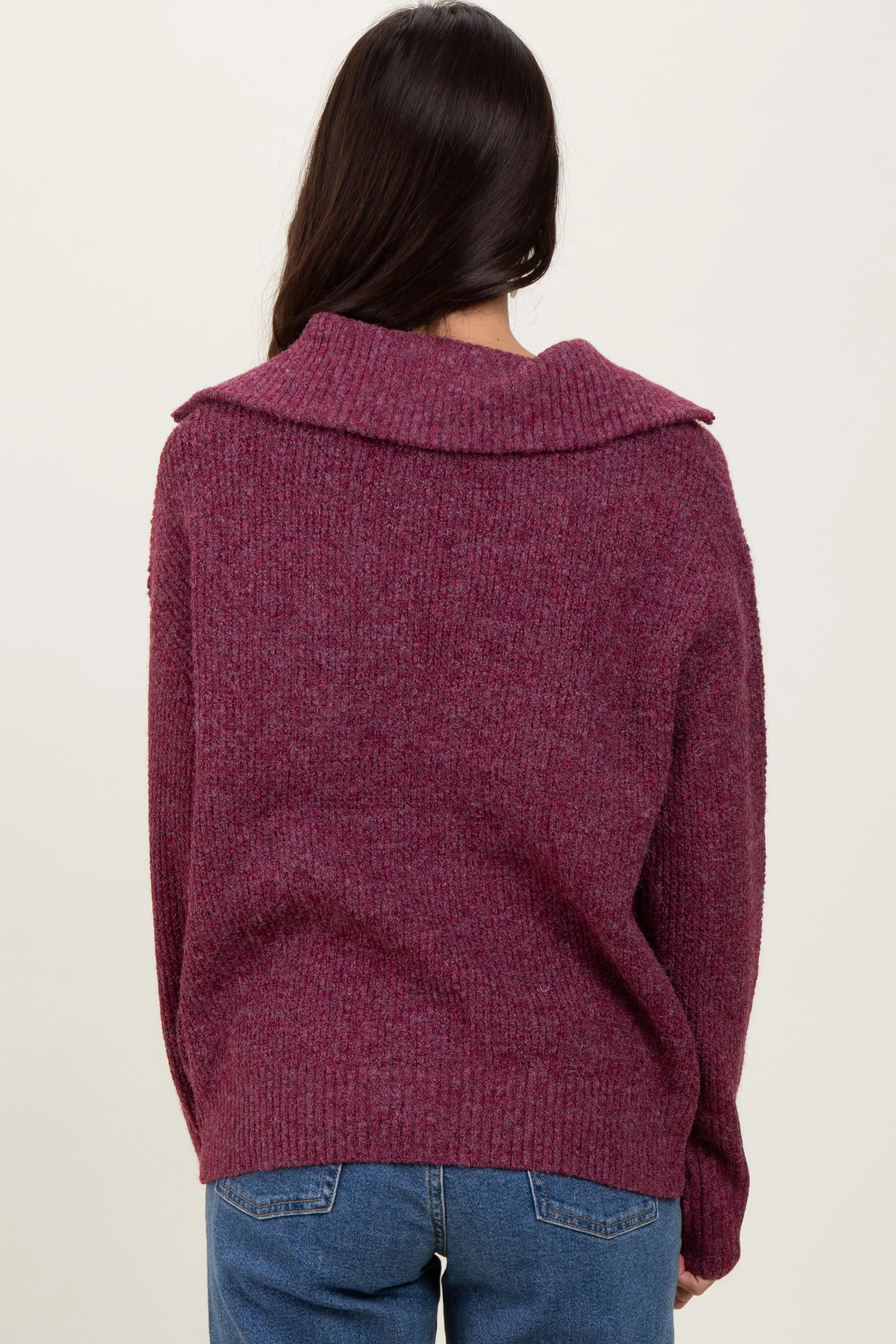 Burgundy Half Zip Pullover Sweater - Image 4