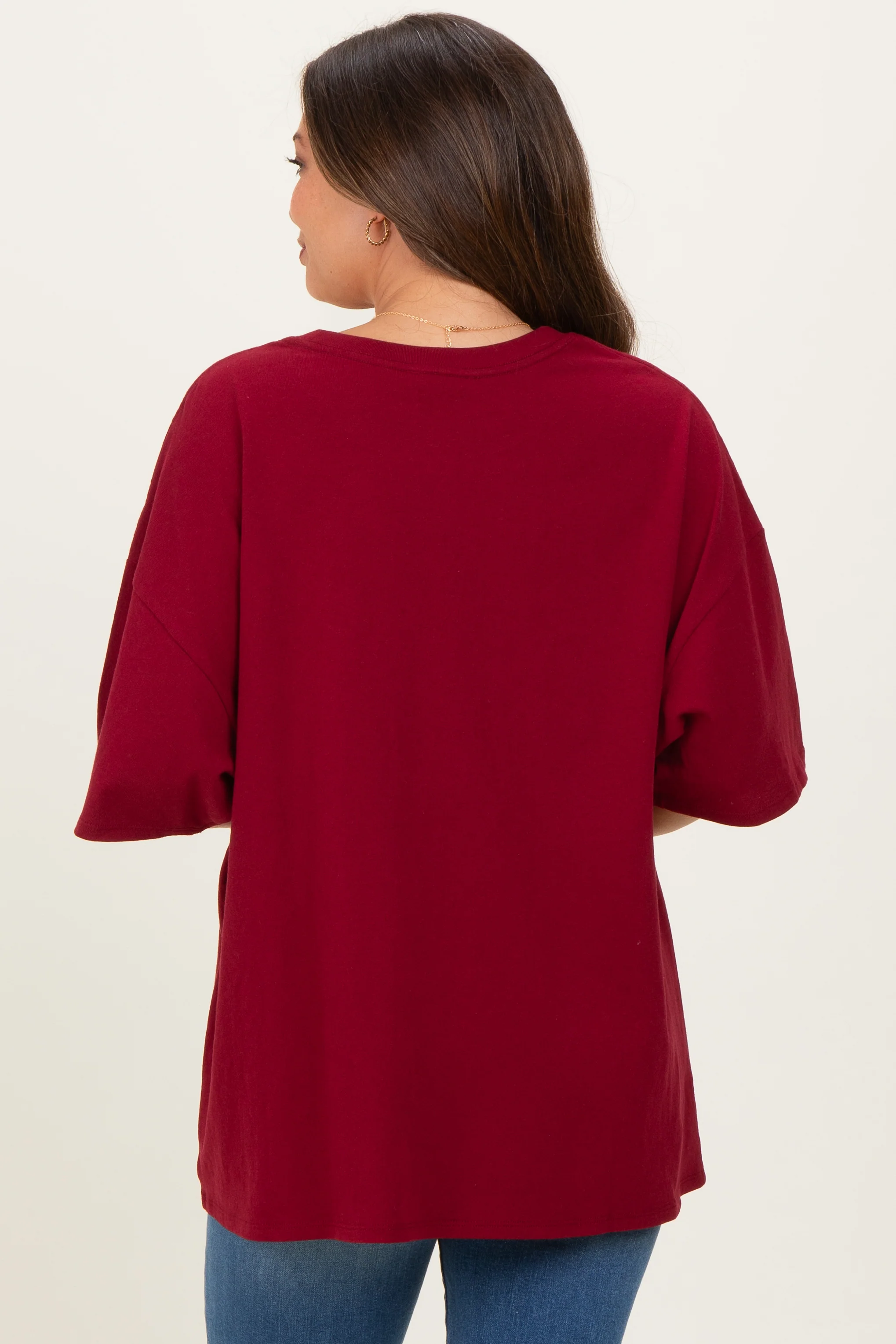 Cabernet Cotton Oversized Maternity Tee - Image 5