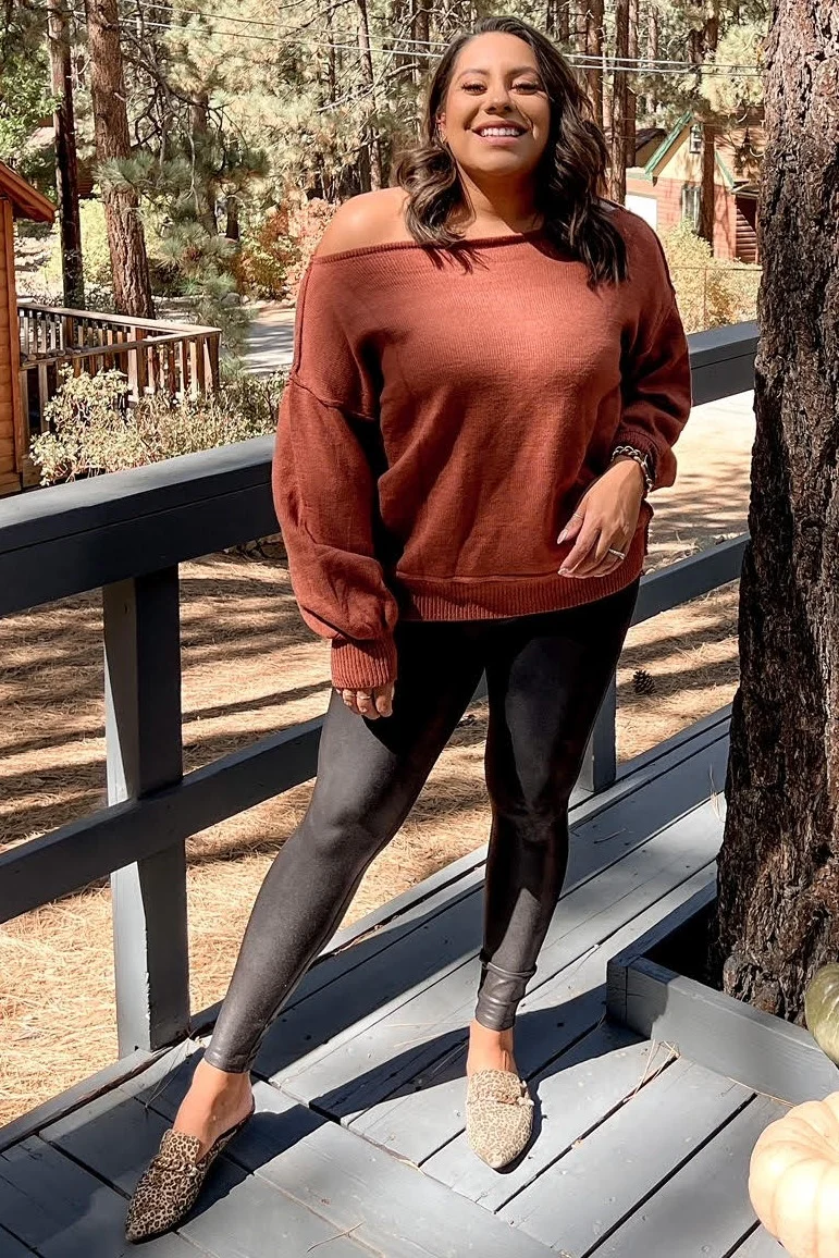 Camel Boat Neck Bubble Sleeve Sweater - Image 7