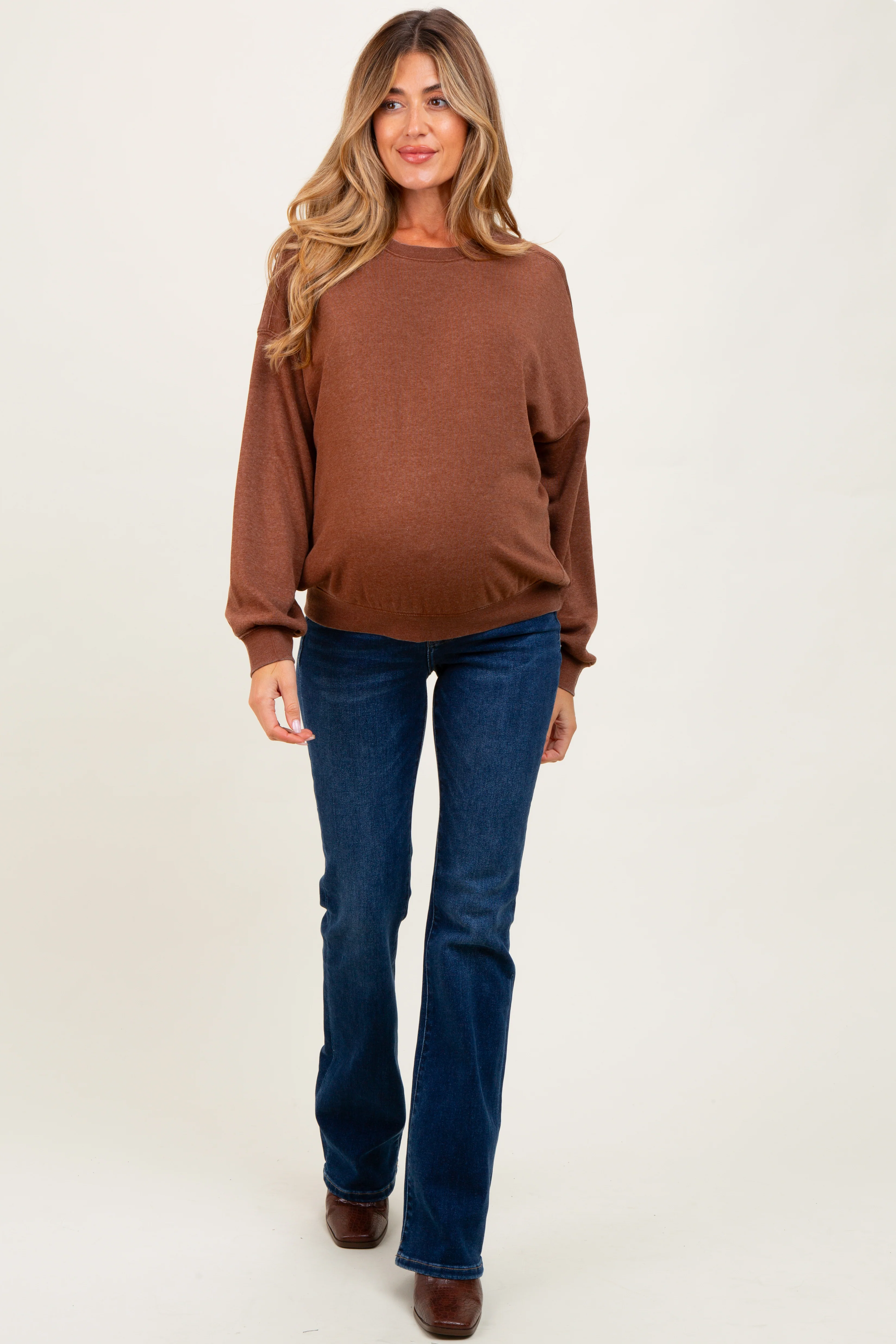 Camel Long Sleeve Maternity Sweatshirt - Image 2