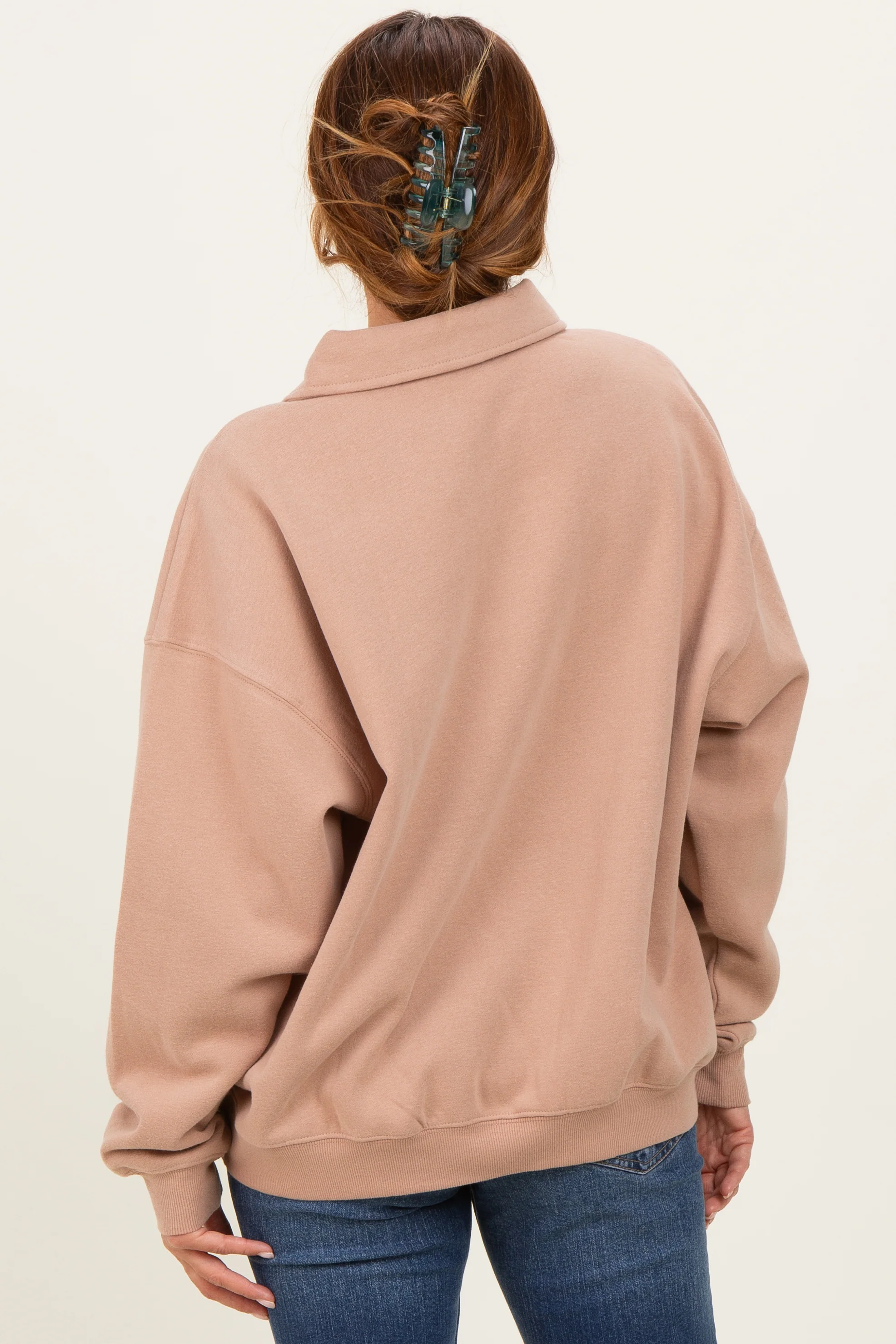 Camel Oversized Polo Pullover - Image 4
