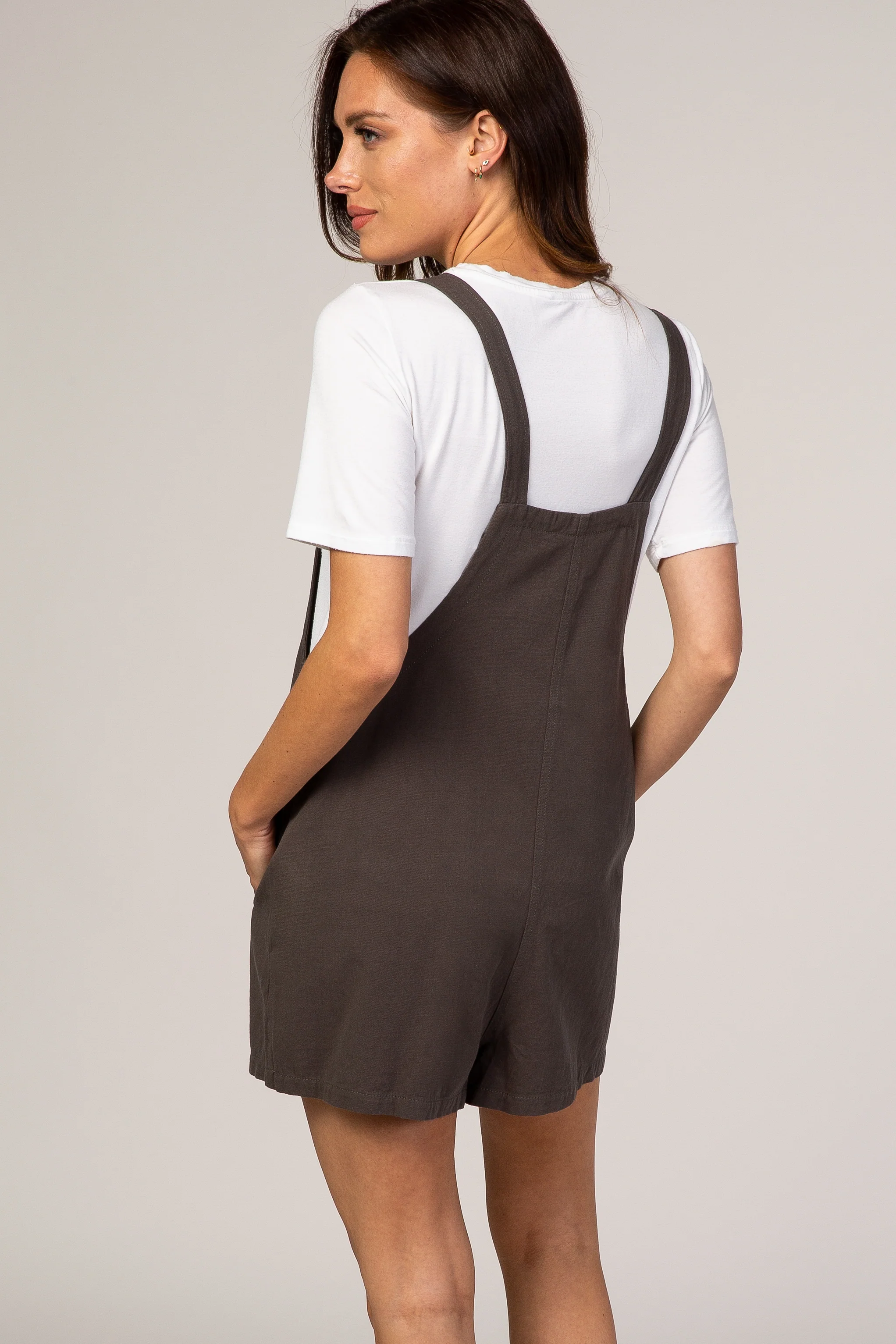 Charcoal Adjustable Strap Short Overalls - Image 5
