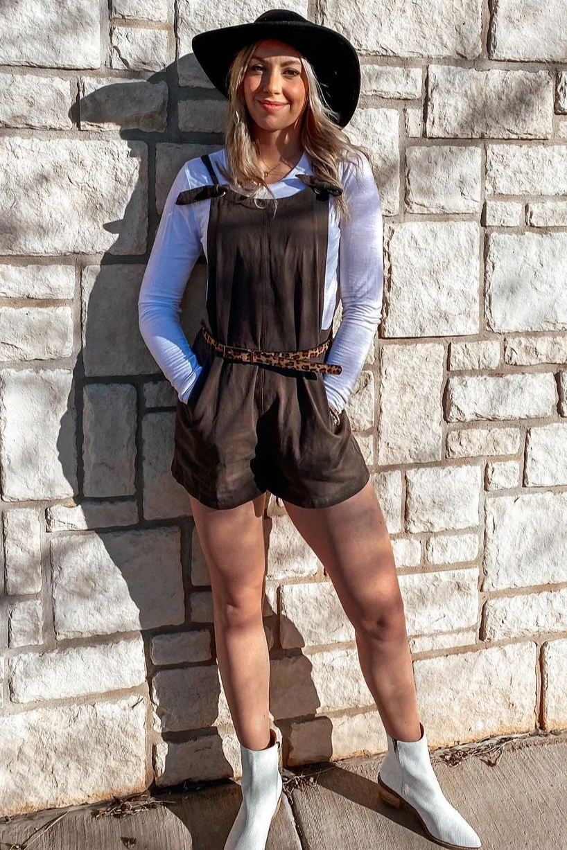 Charcoal Adjustable Strap Short Overalls - Image 7
