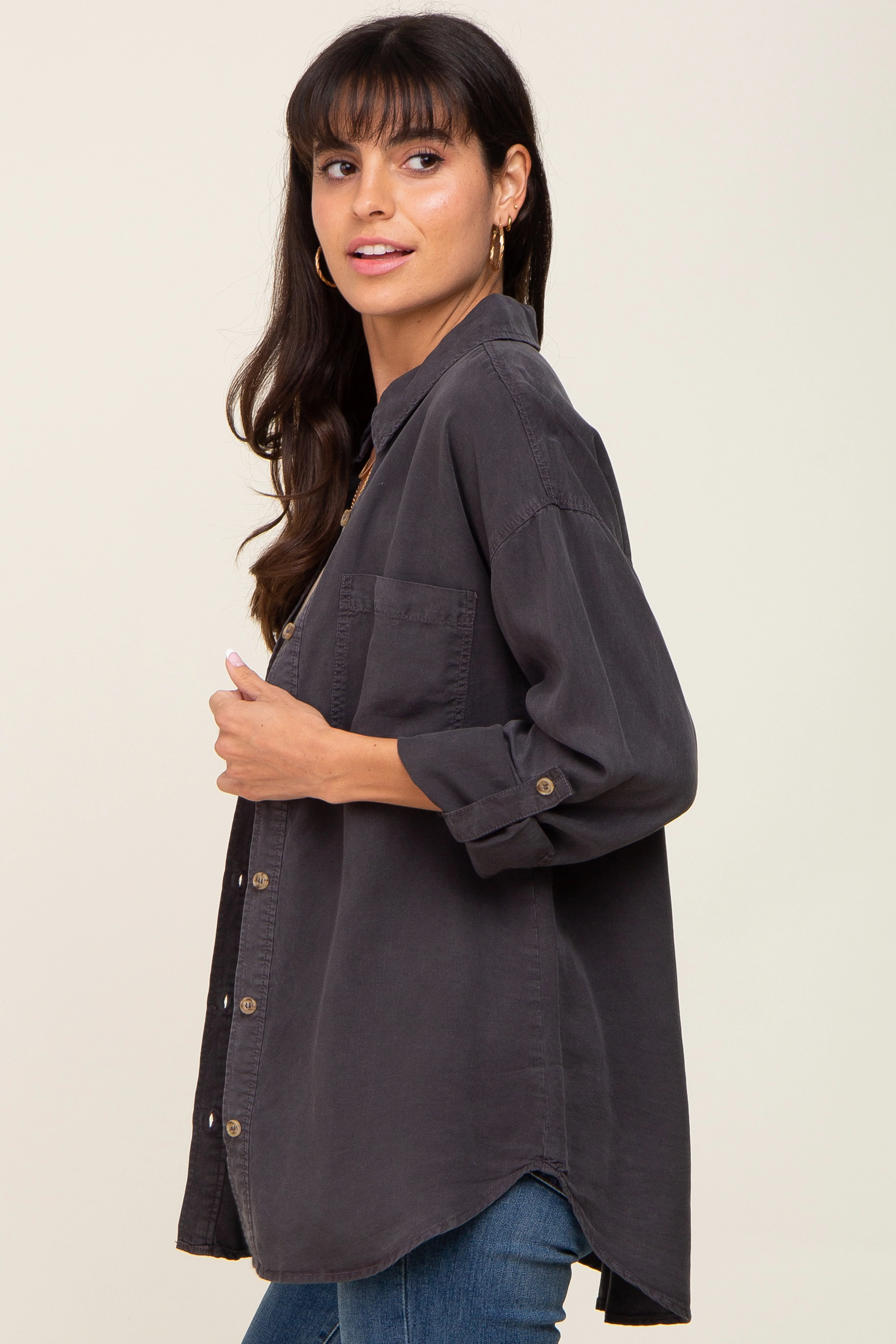 Charcoal Button Down Top - Image 2