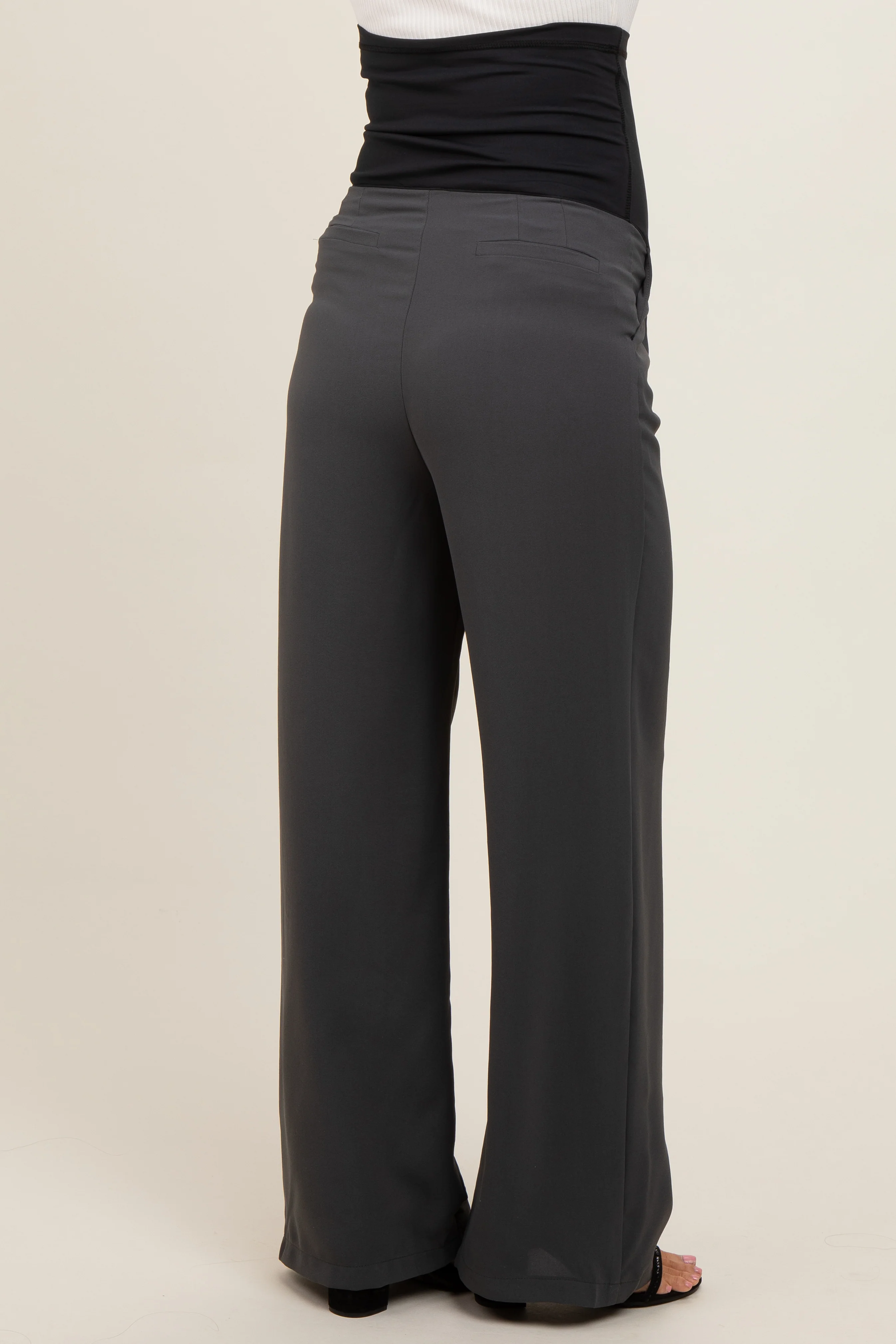 Charcoal Grey Relaxed Fit Maternity Trousers - Image 2