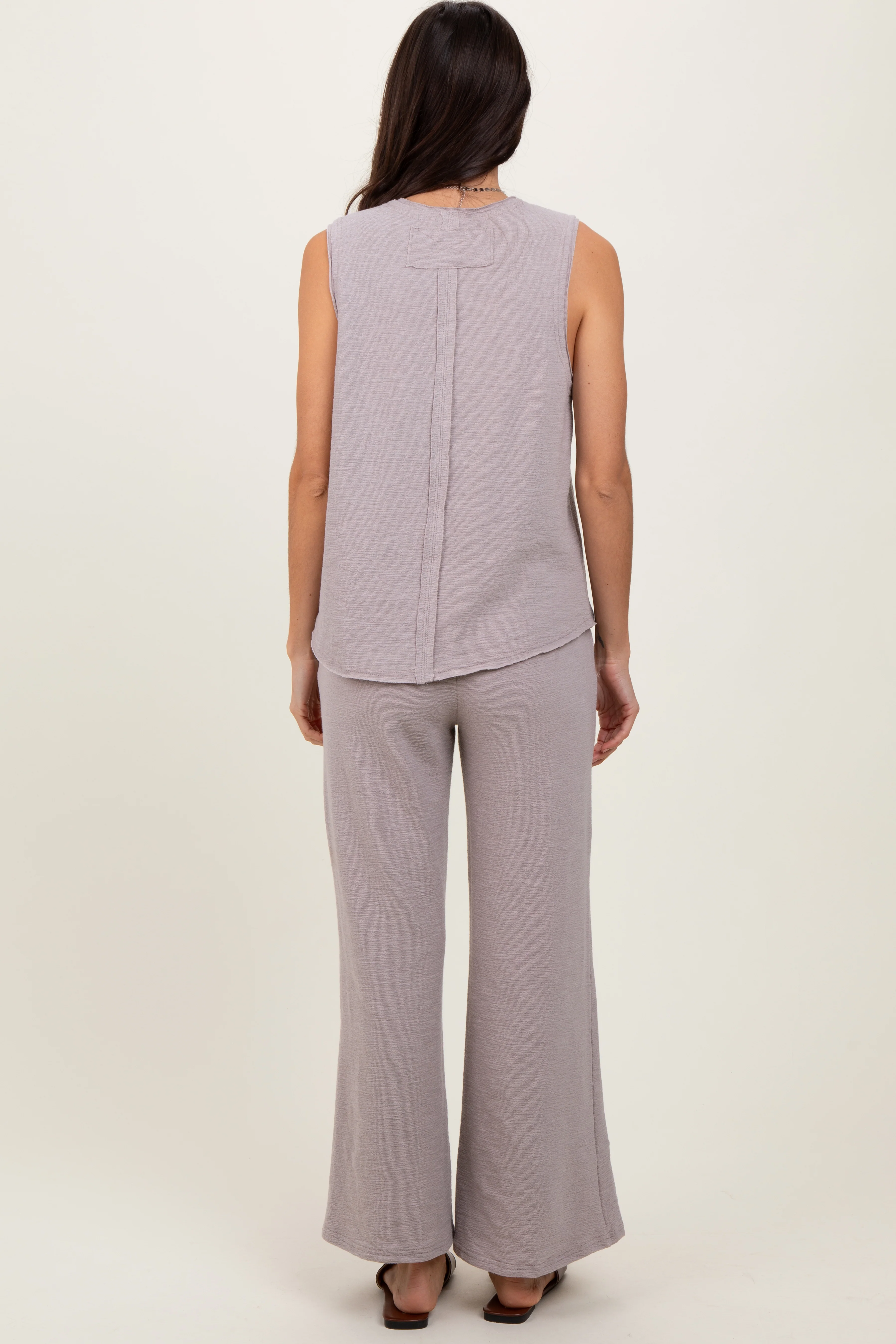 Charcoal Slub Knit Pants Set - Image 4