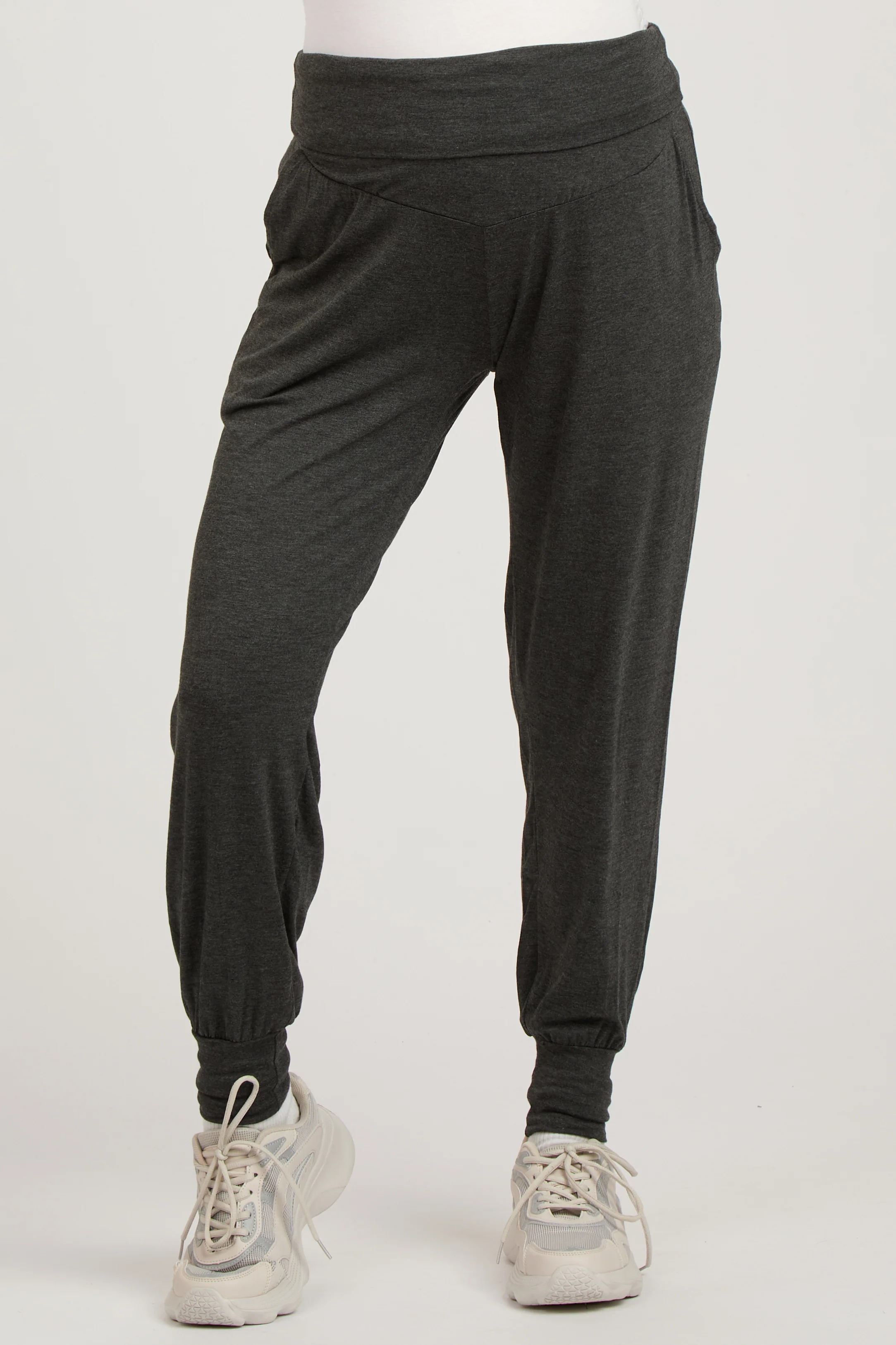 Charcoal Soft Knit Maternity Joggers - Image 2
