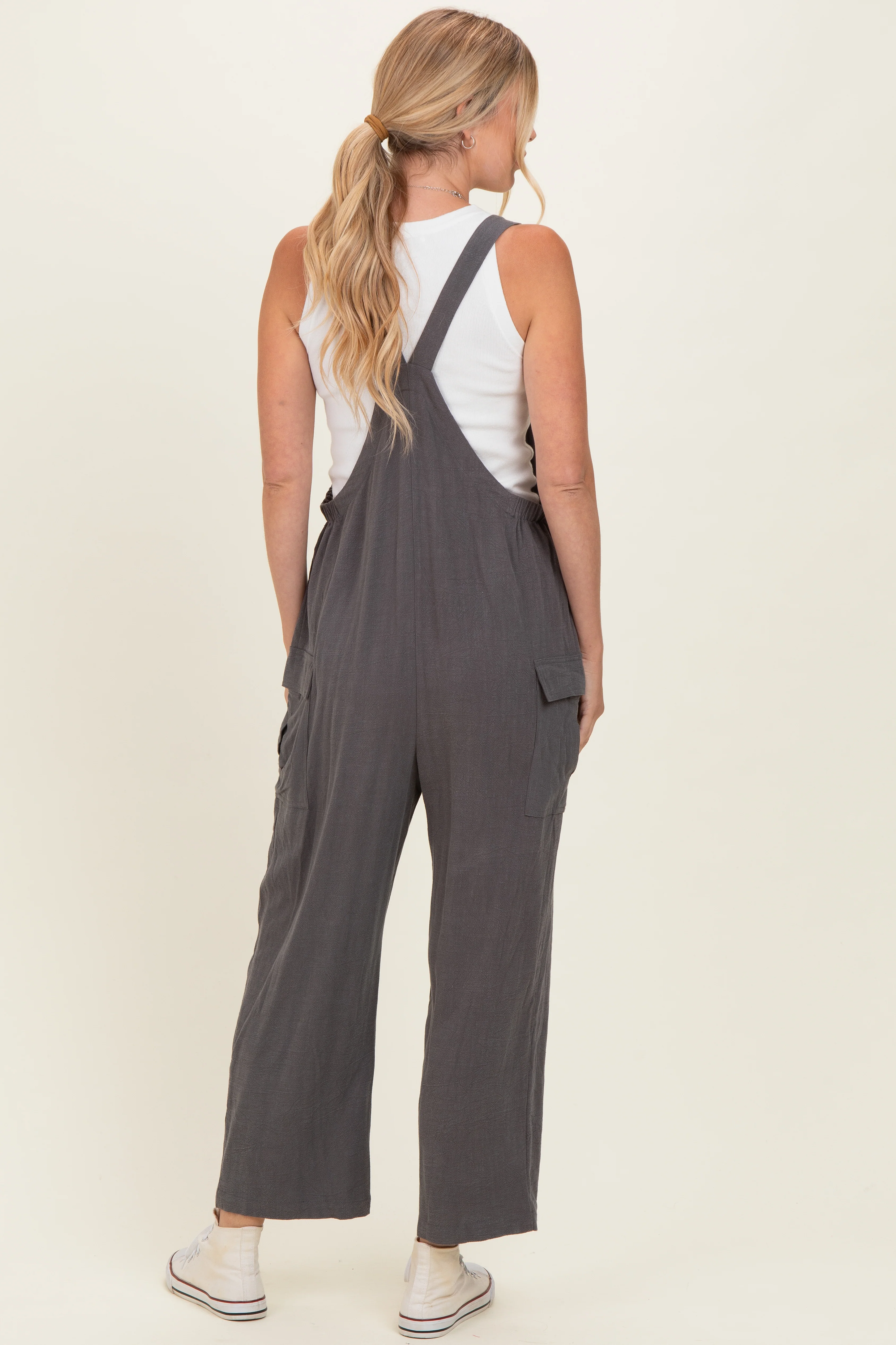 Charcoal Straight Leg Adjustable Overalls - Image 3