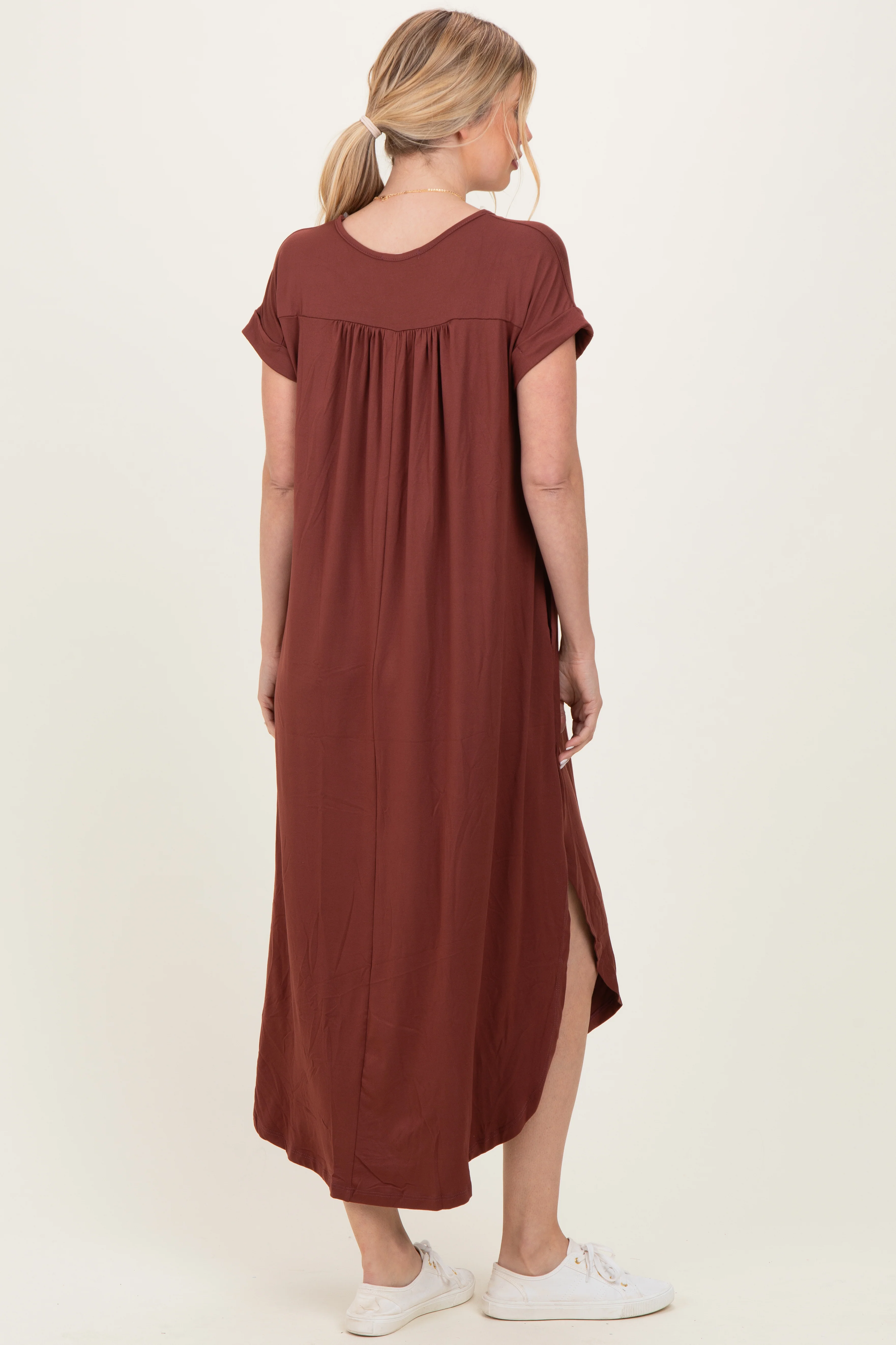 Chocolate Side Slit Maxi Dress - Image 4