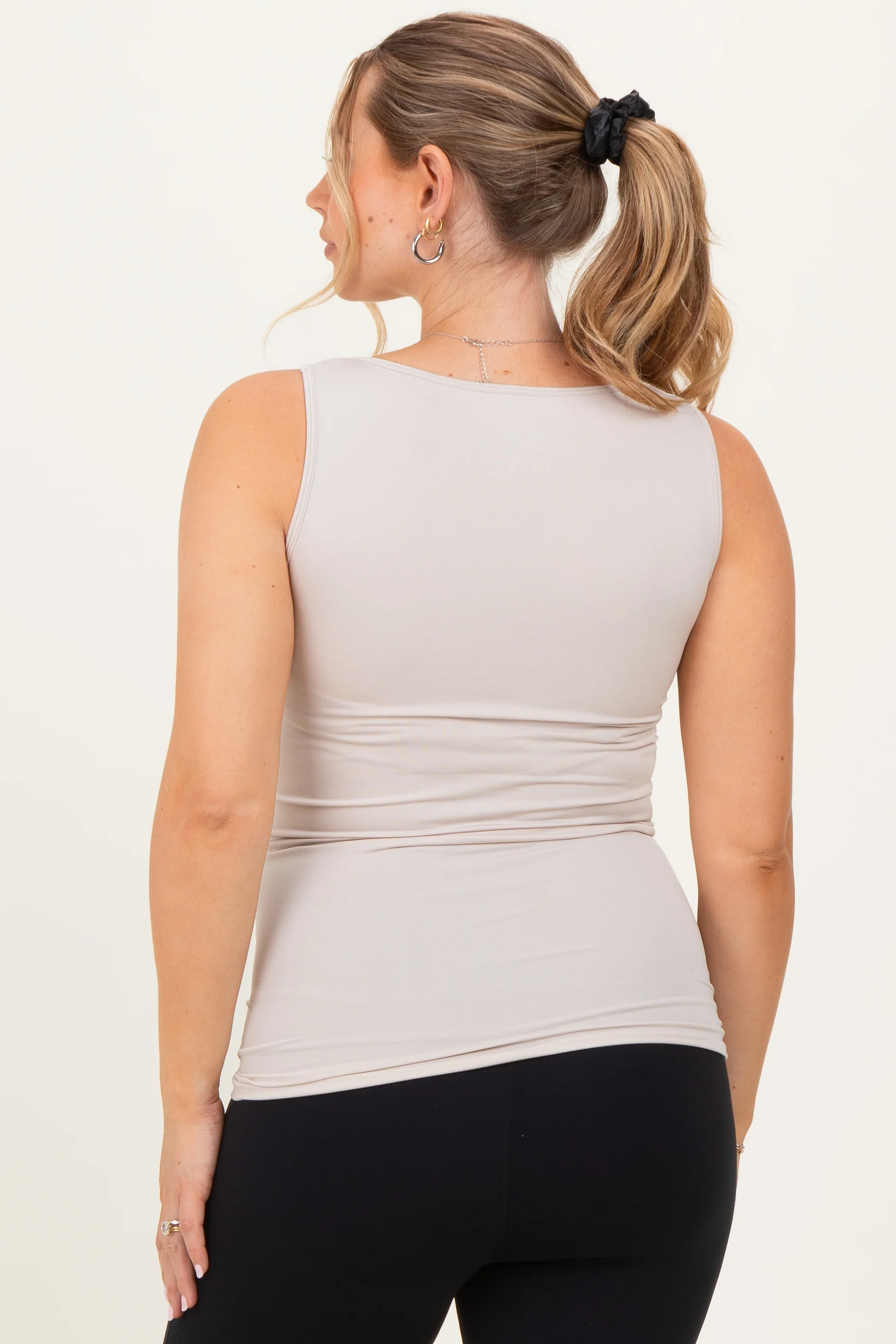 Cream Basic Seamless Maternity Tank - Image 4