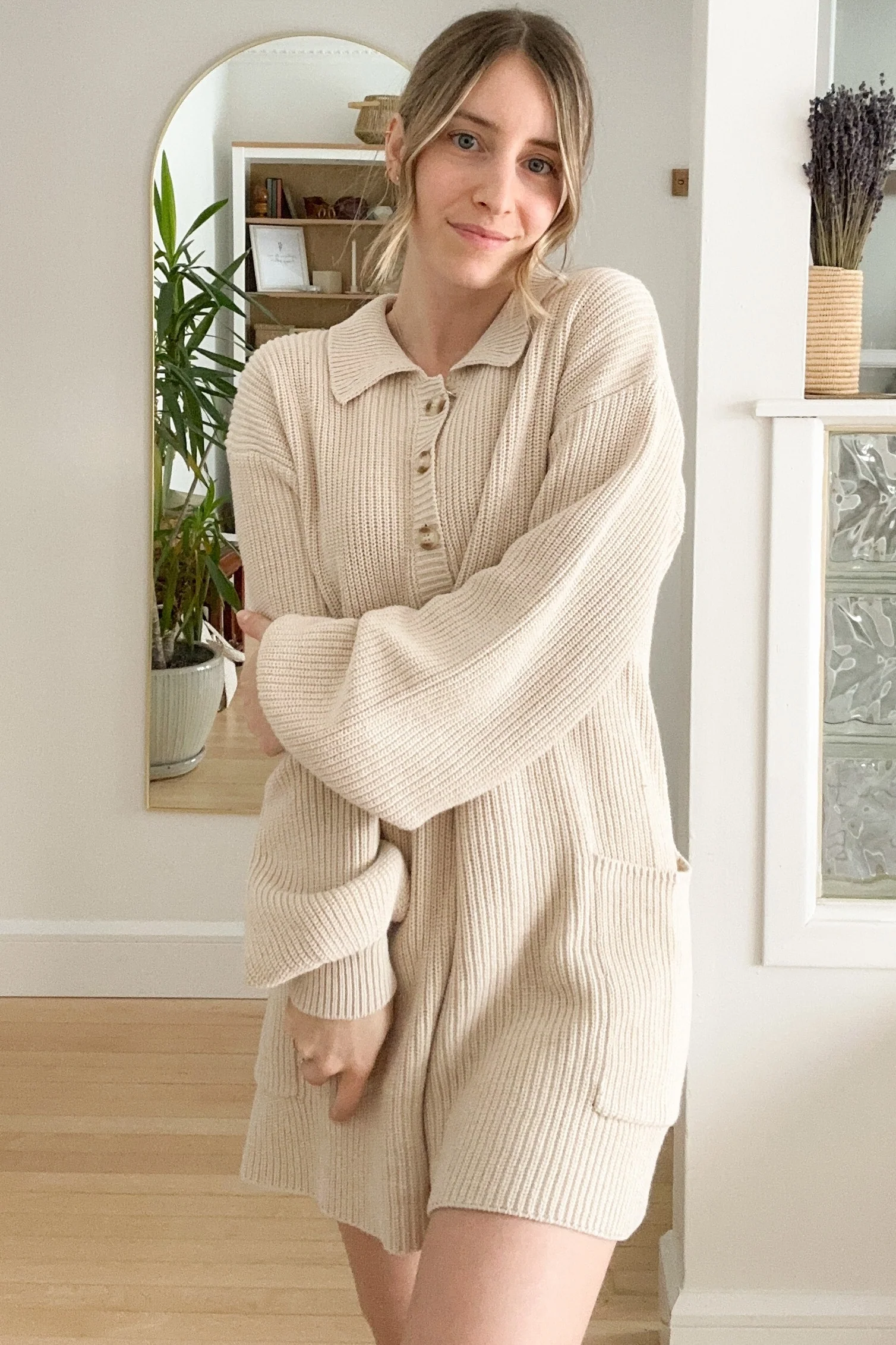 Cream Button Down Sweater Romper - Image 7