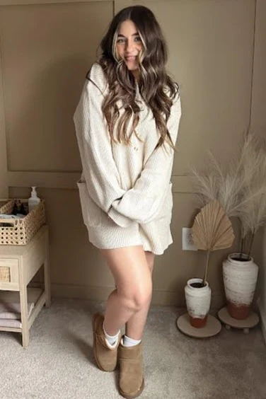Cream Button Down Sweater Romper - Image 8