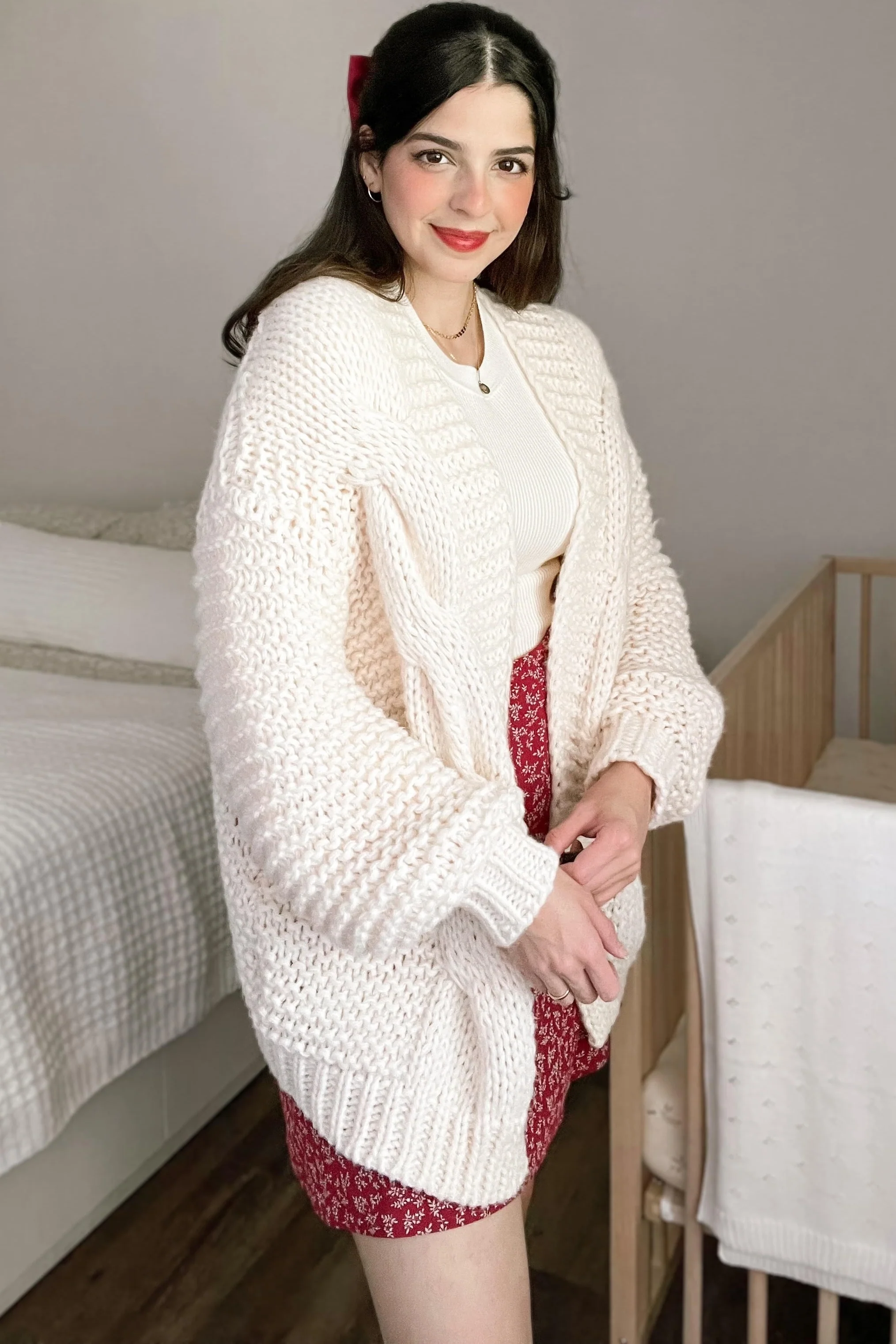 Cream Chunky Knit Cardigan - Image 6