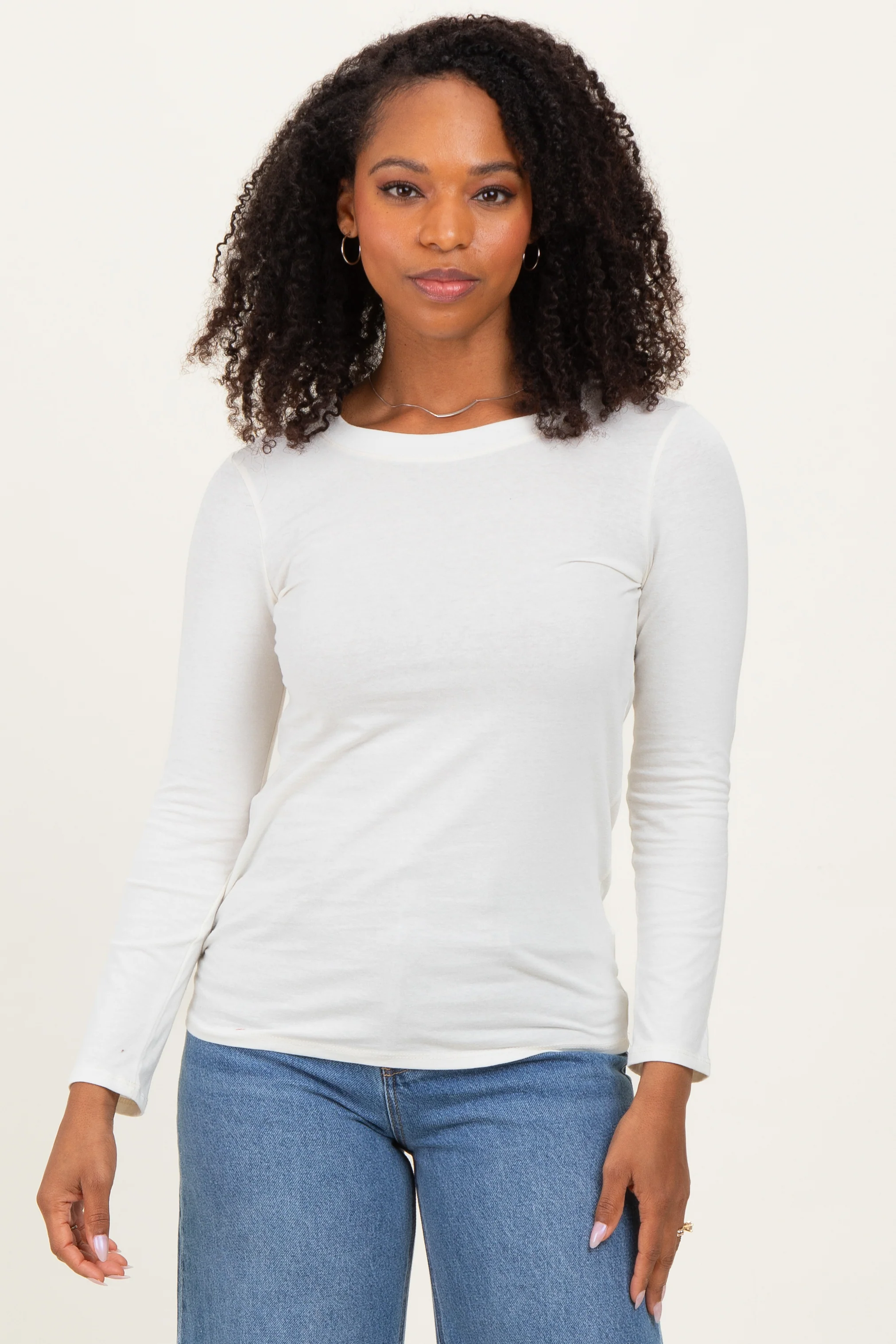 Cream Long Sleeve Maternity Top - Image 5