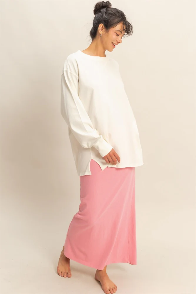Cream Mineral Washed Drop Shoulder Long Sleeve Top - Image 5