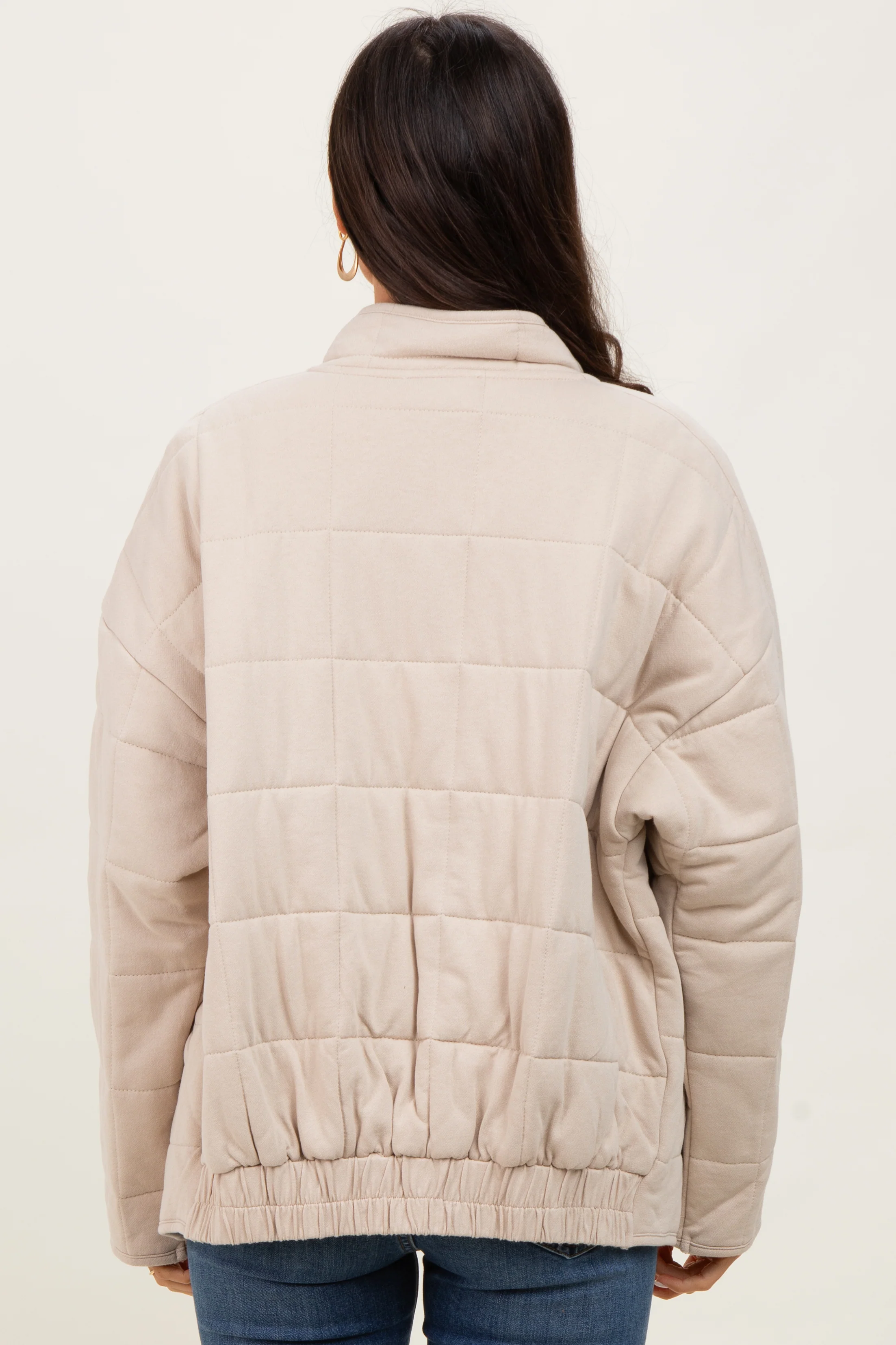 Cream Quilted Oversized Jacket - Image 4