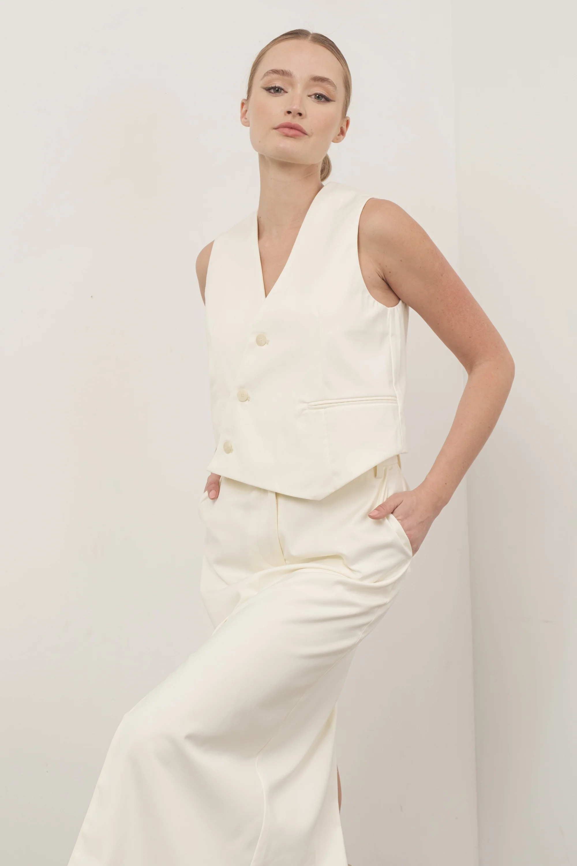 Cream Tailored Vest - Image 2