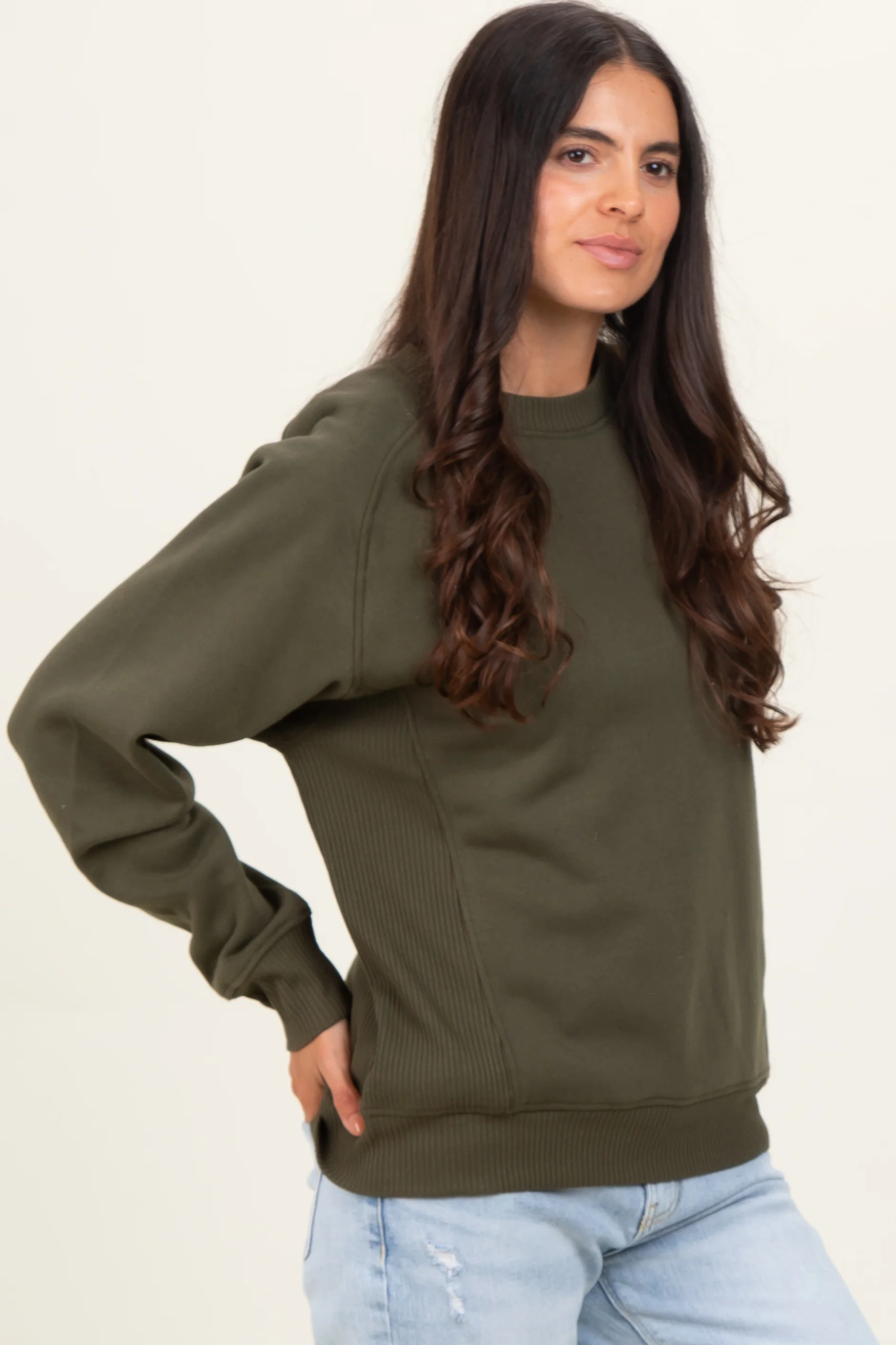 Dark Olive Fleece Sweatshirt - Image 3