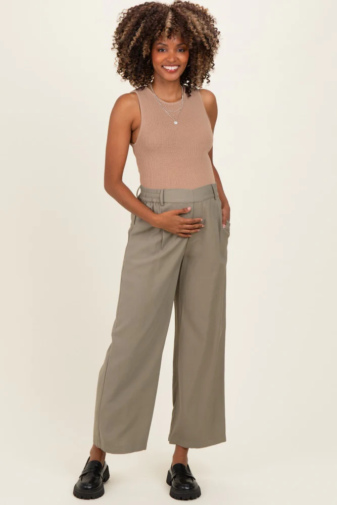 Dark Taupe Ribbed Knit Maternity Tank Top - Image 3