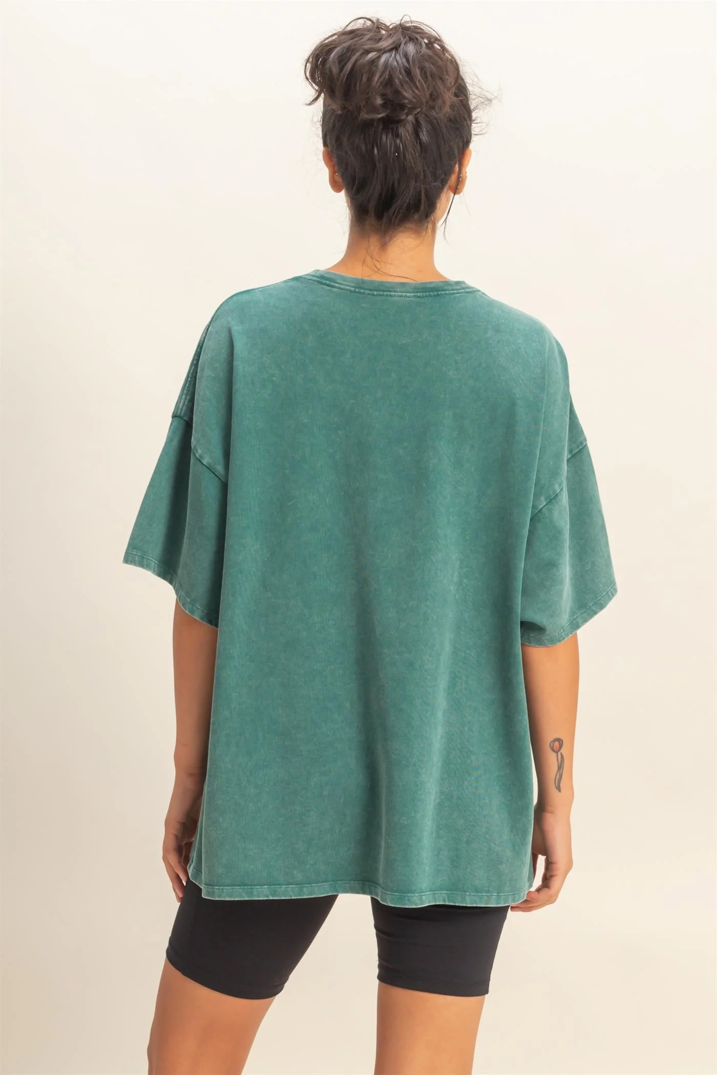 Dark Teal Oversized Mineral Wash T-Shirt - Image 3