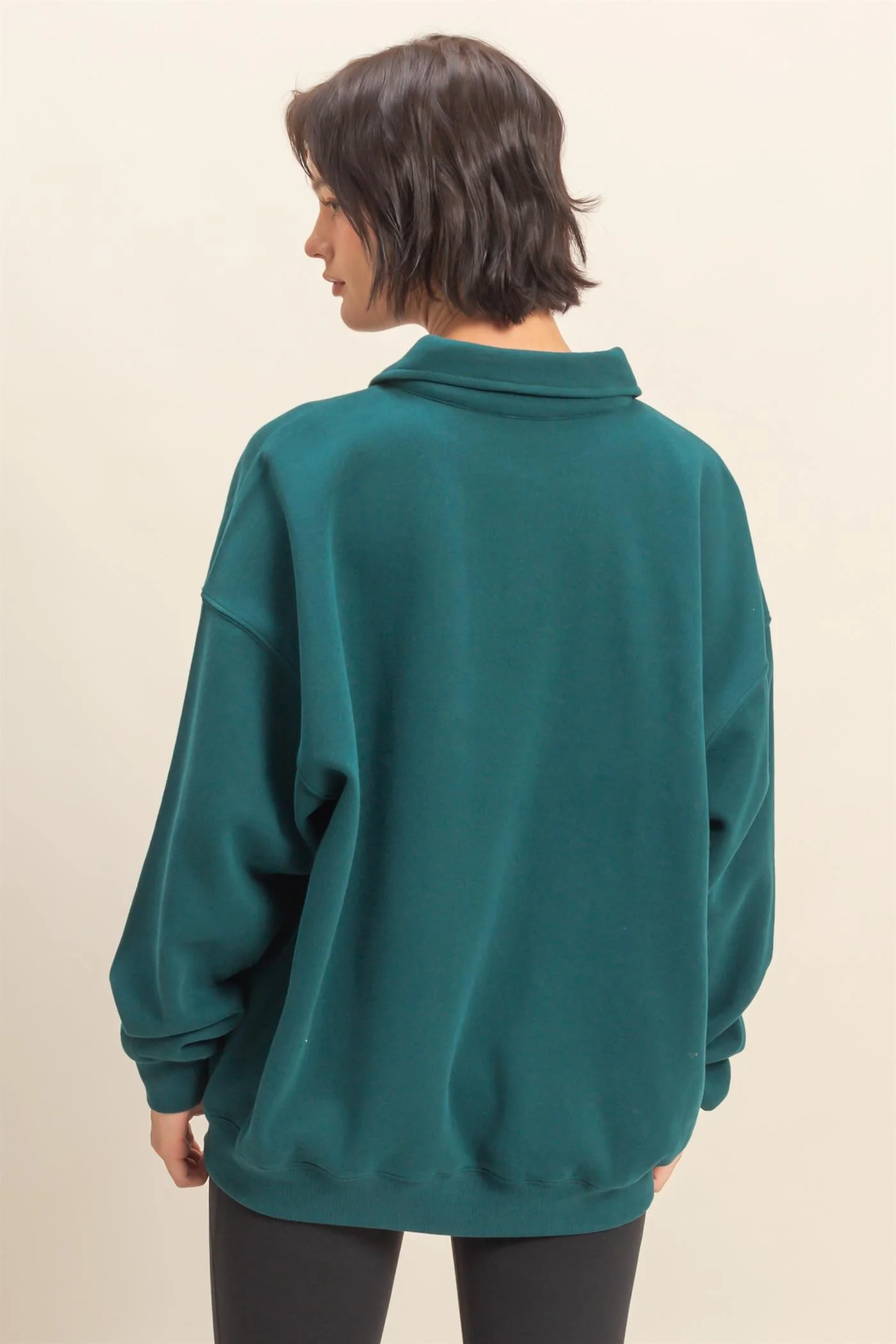 Deep Teal Oversized Polo Pullover - Image 3