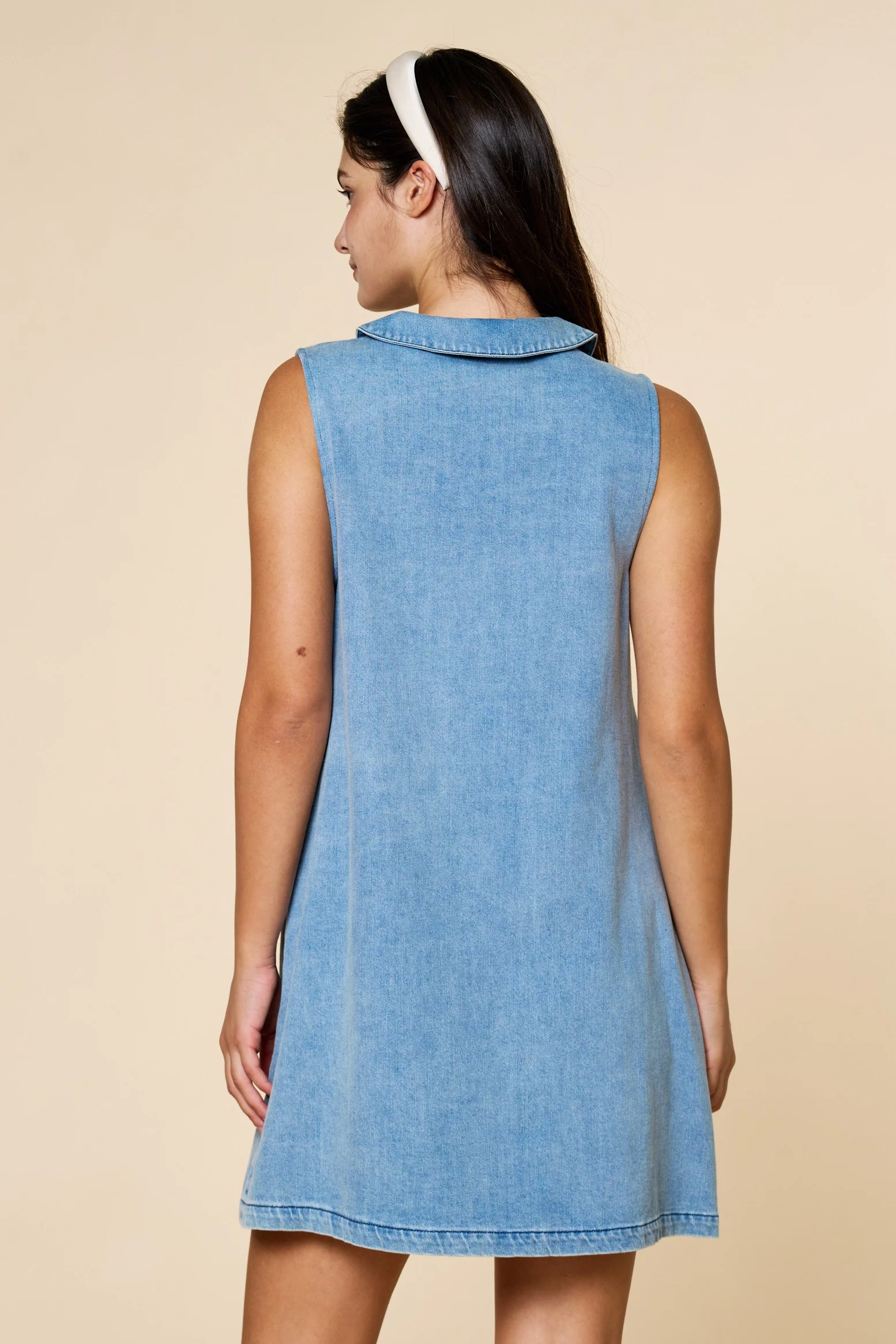 Denim Button Down Mini Shirt Dress - Image 3