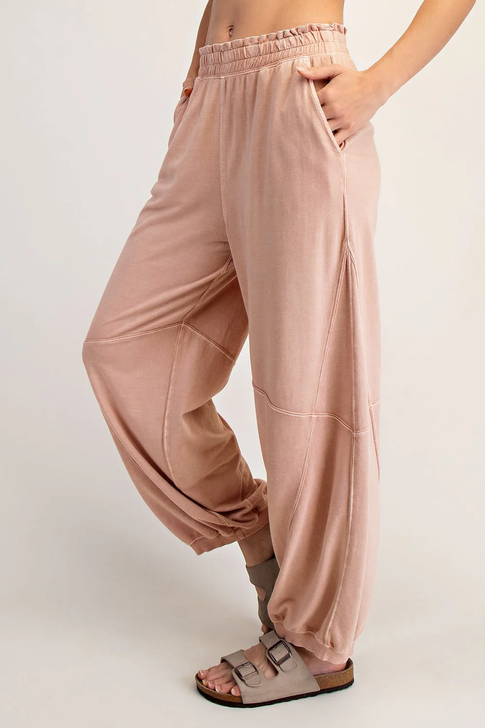 Dusty Pink Mineral Wash Terry Sweatpants - Image 2