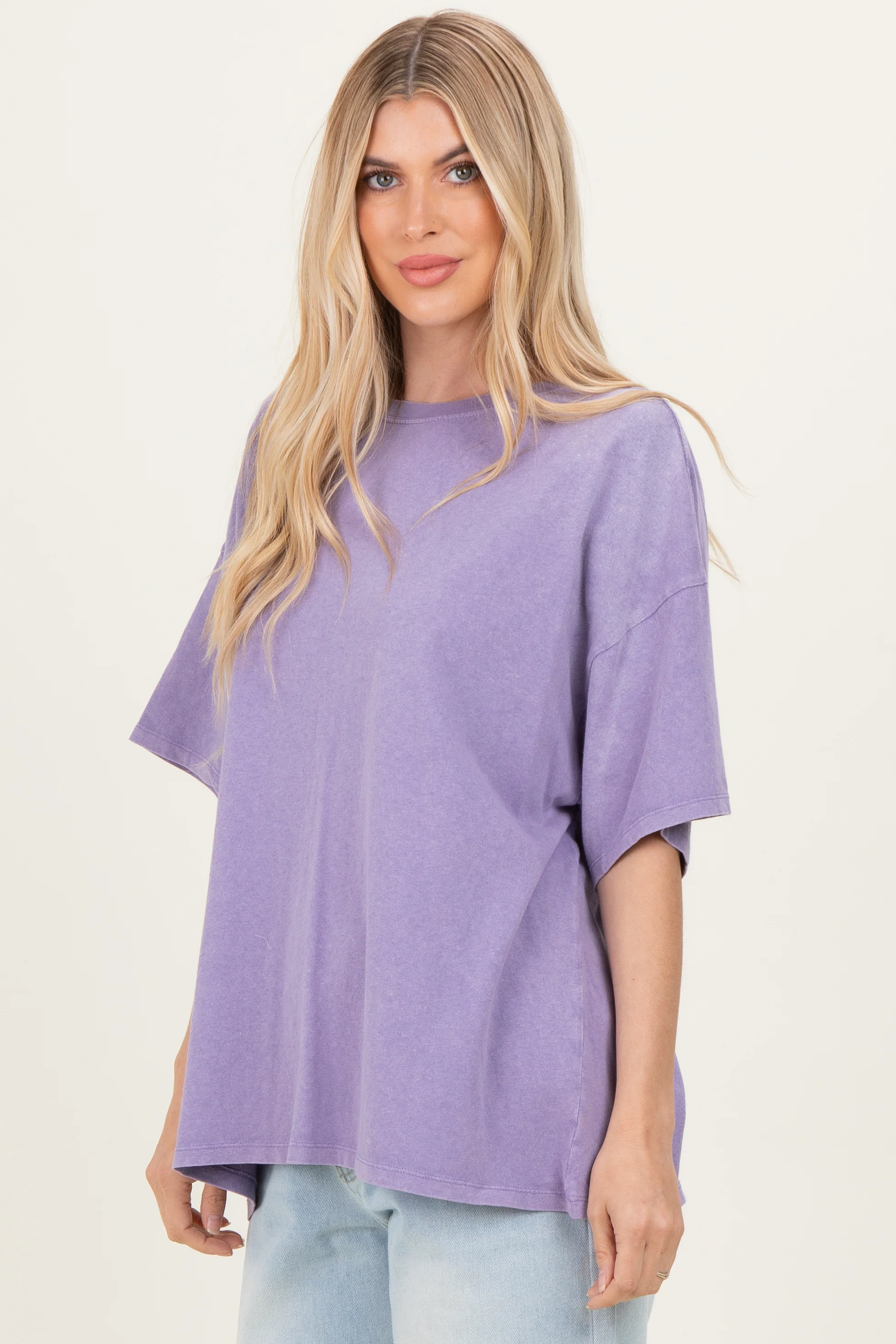 Dusty Purple Oversized Mineral Wash T-Shirt - Image 6