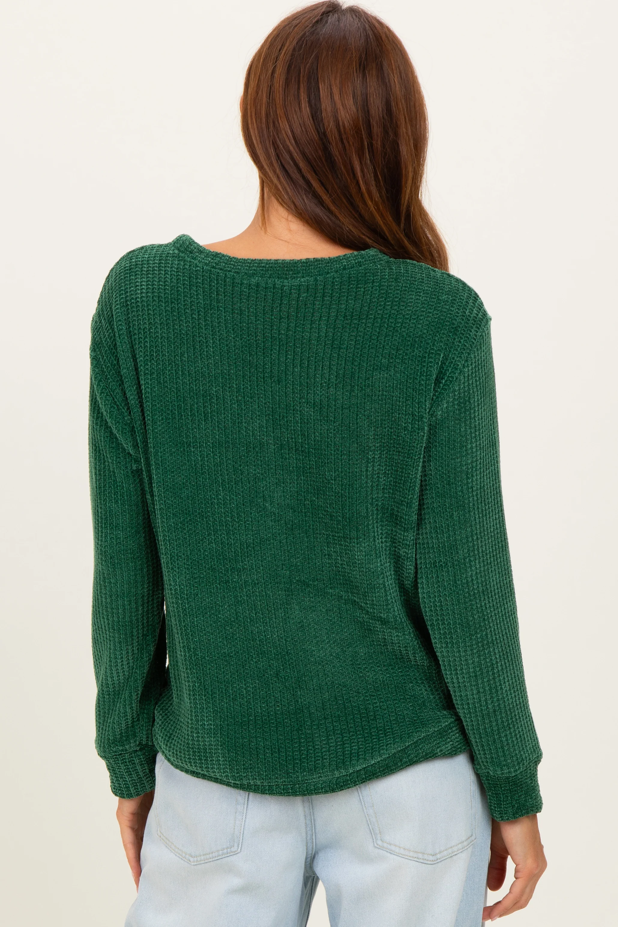 Emerald Green Chenille Knit Sweater - Image 4
