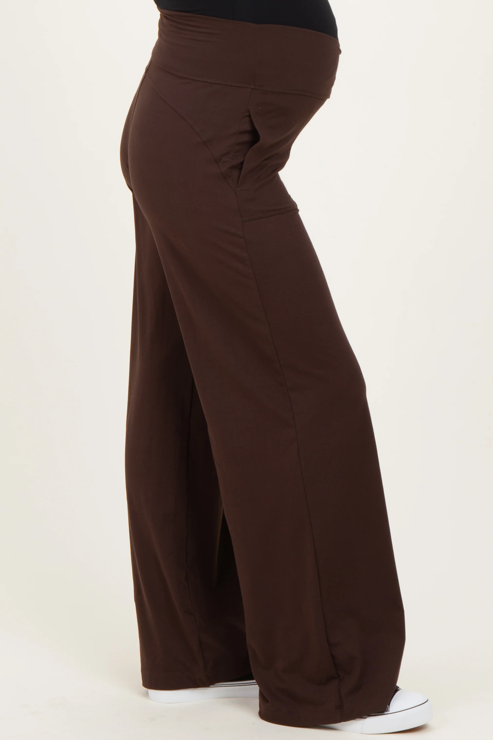 Espresso Crossover Waist Active Wide Leg Maternity Pant - Image 4