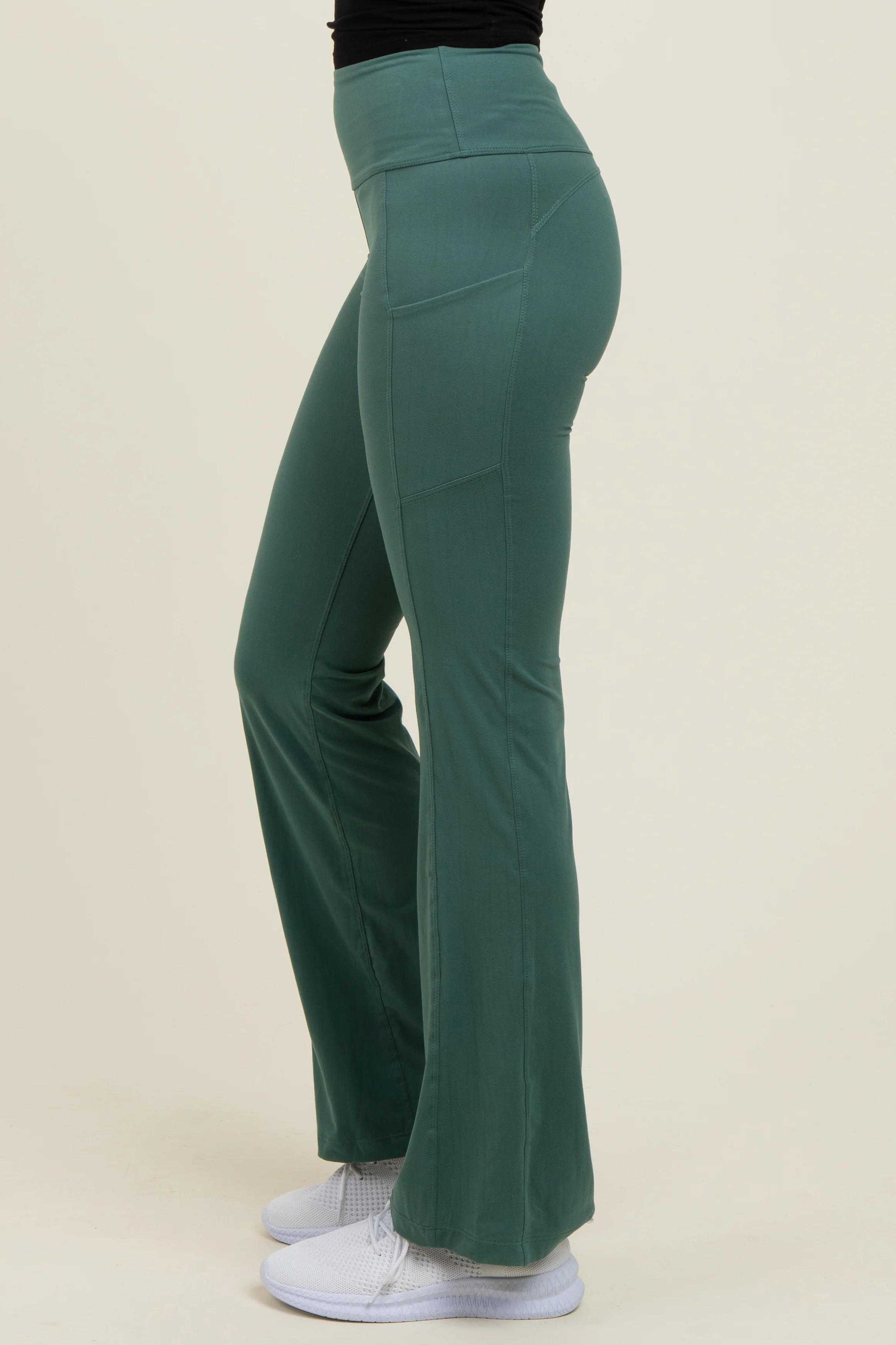 Forest Green Active Pocket Flared Leggings - Image 4