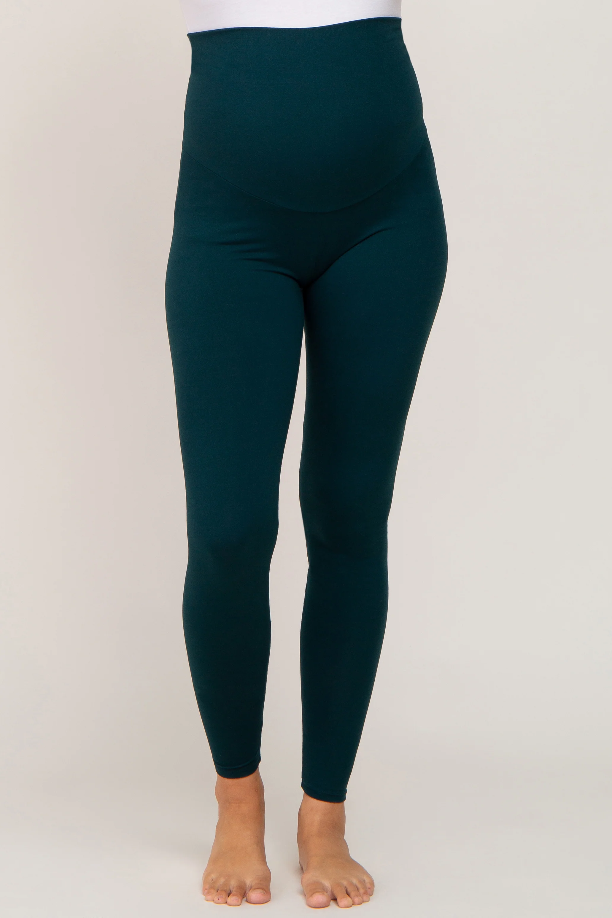 Forest Green Basic Maternity Leggings - Image 2