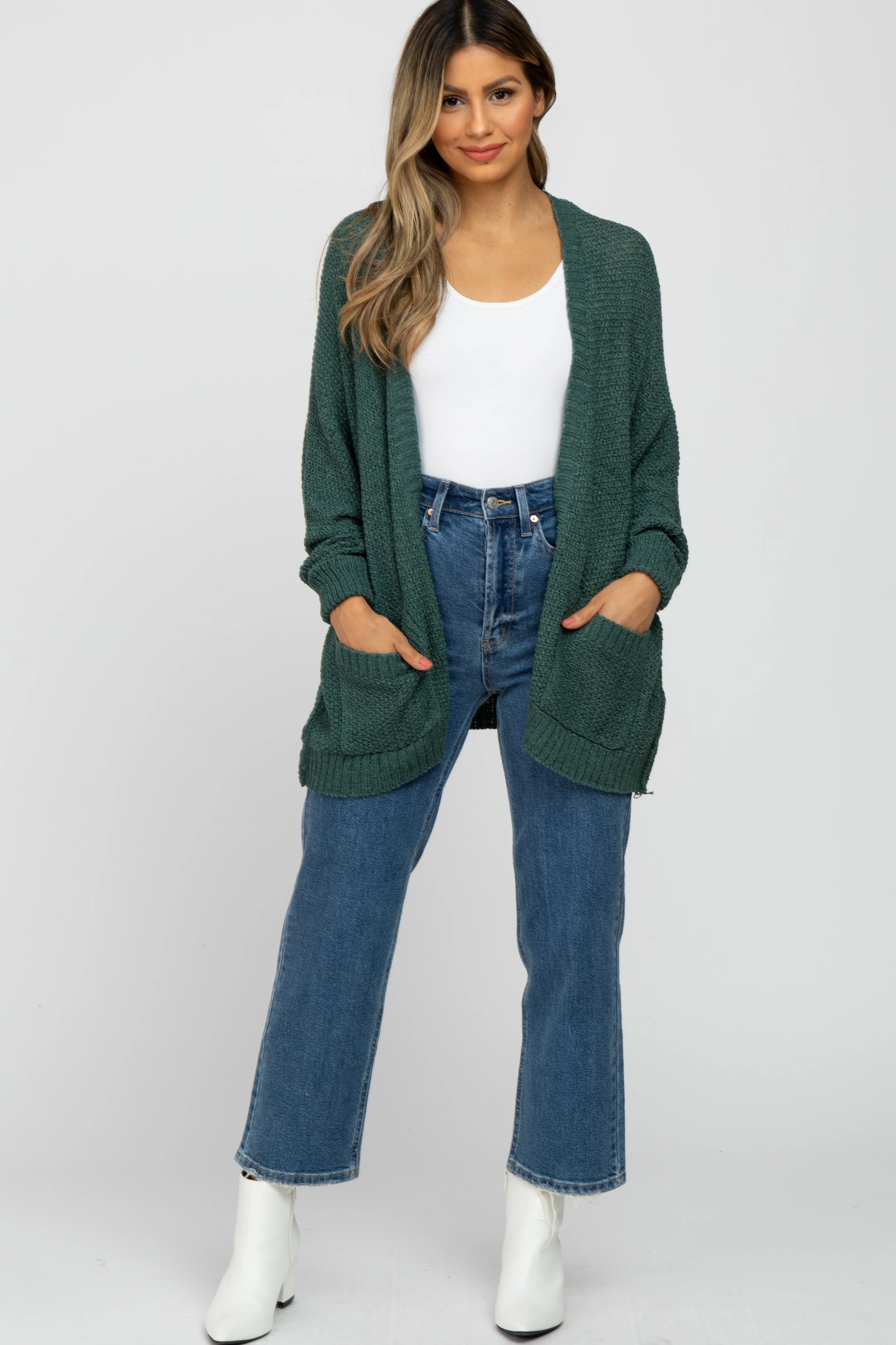 Forest Green Cuff Sleeve Maternity Cardigan - Image 5