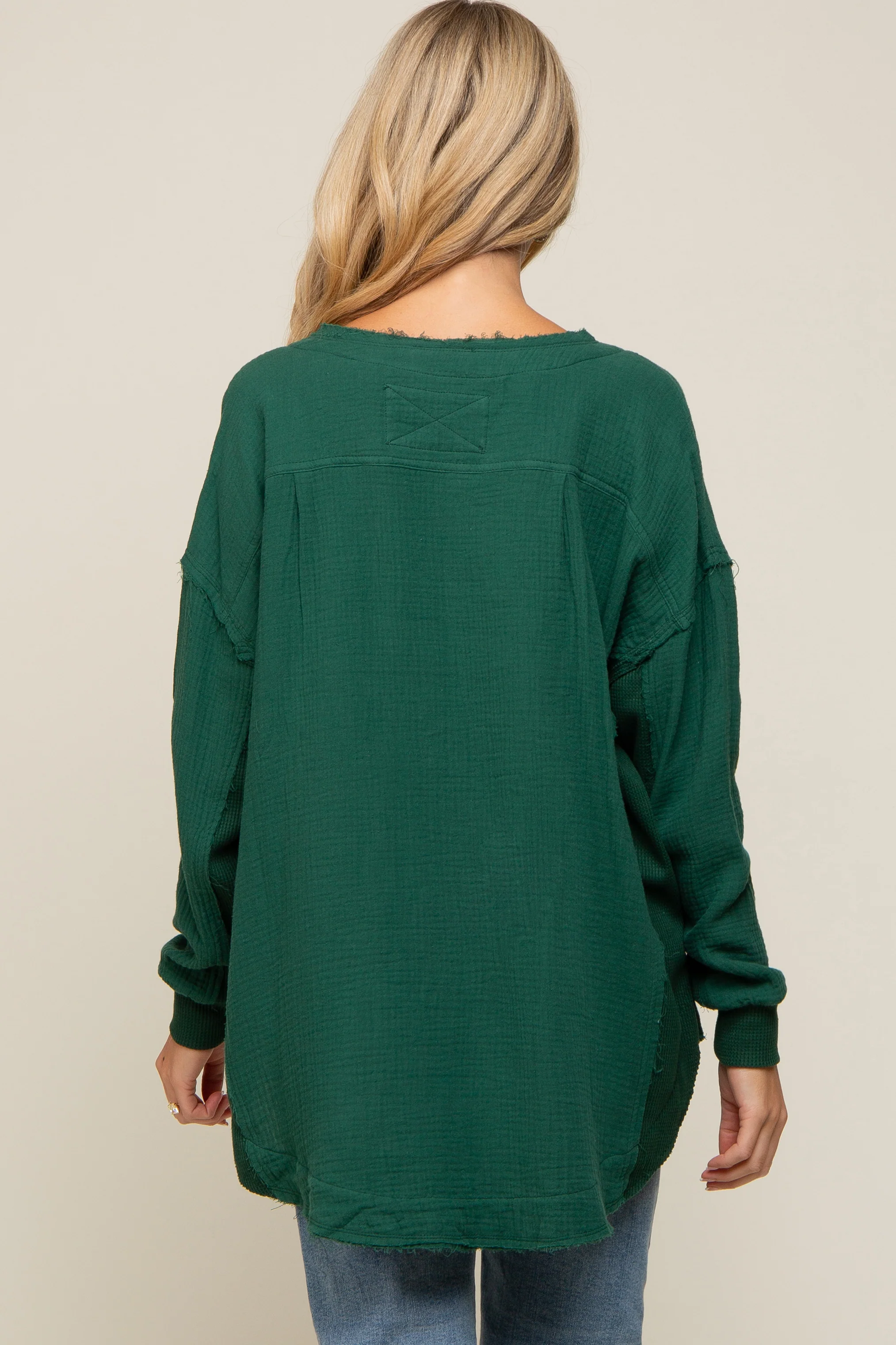 Forest Green Lightweight Button Front Maternity Tunic Top - Image 3